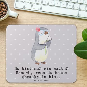 Mr. & Mrs. Panda Mauspad Chemikerin Herz - Grau Pastell - Geschenk, Abschied, Arbeitszimmer, E (1-St), Handgelenkschonend