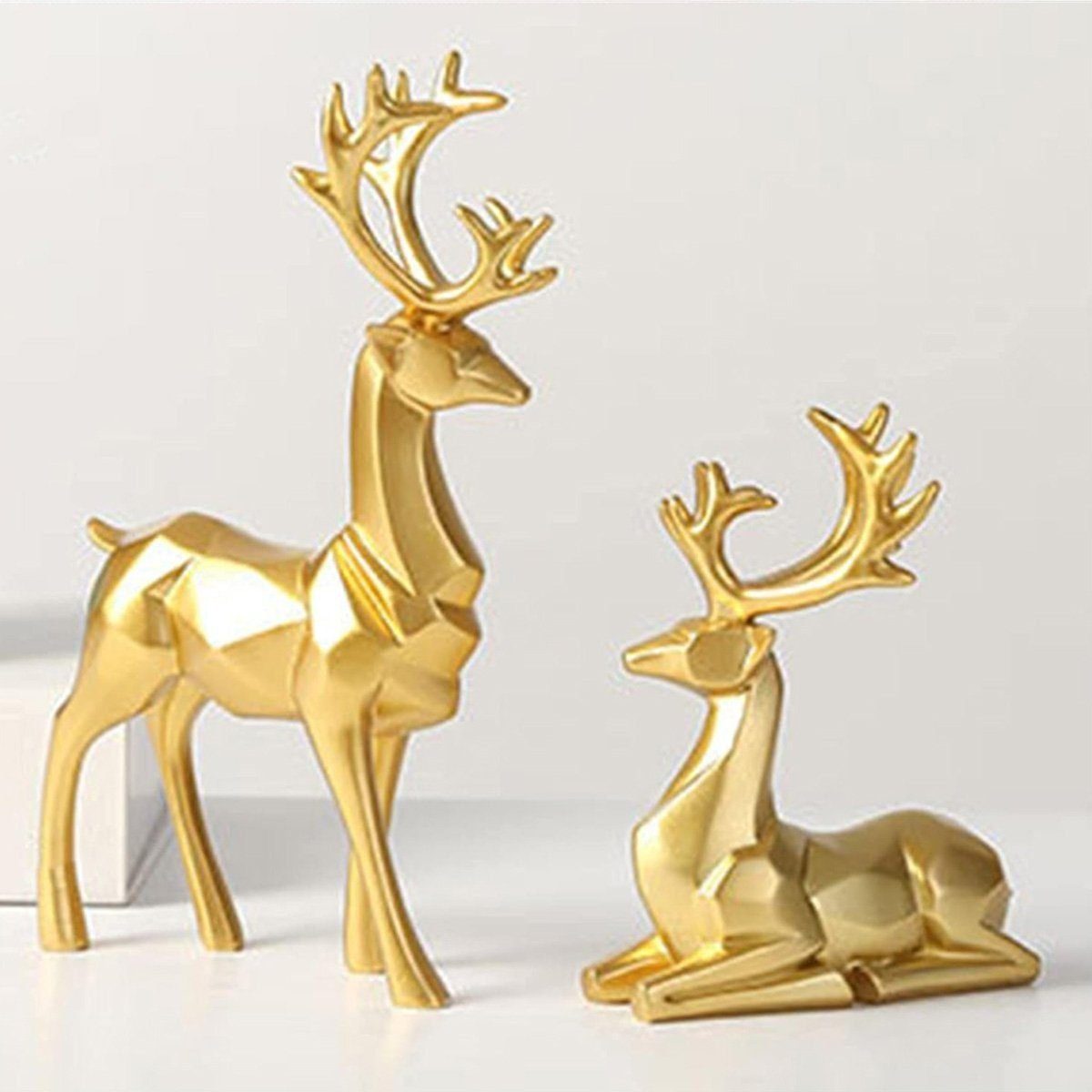 yozhiqu Dekoobjekt Weihnachts-Rentier-Figuren-Dekoration, Kamin mit Hirschstatue, für Zuhause, Wohnzimmer, Bürodekoration