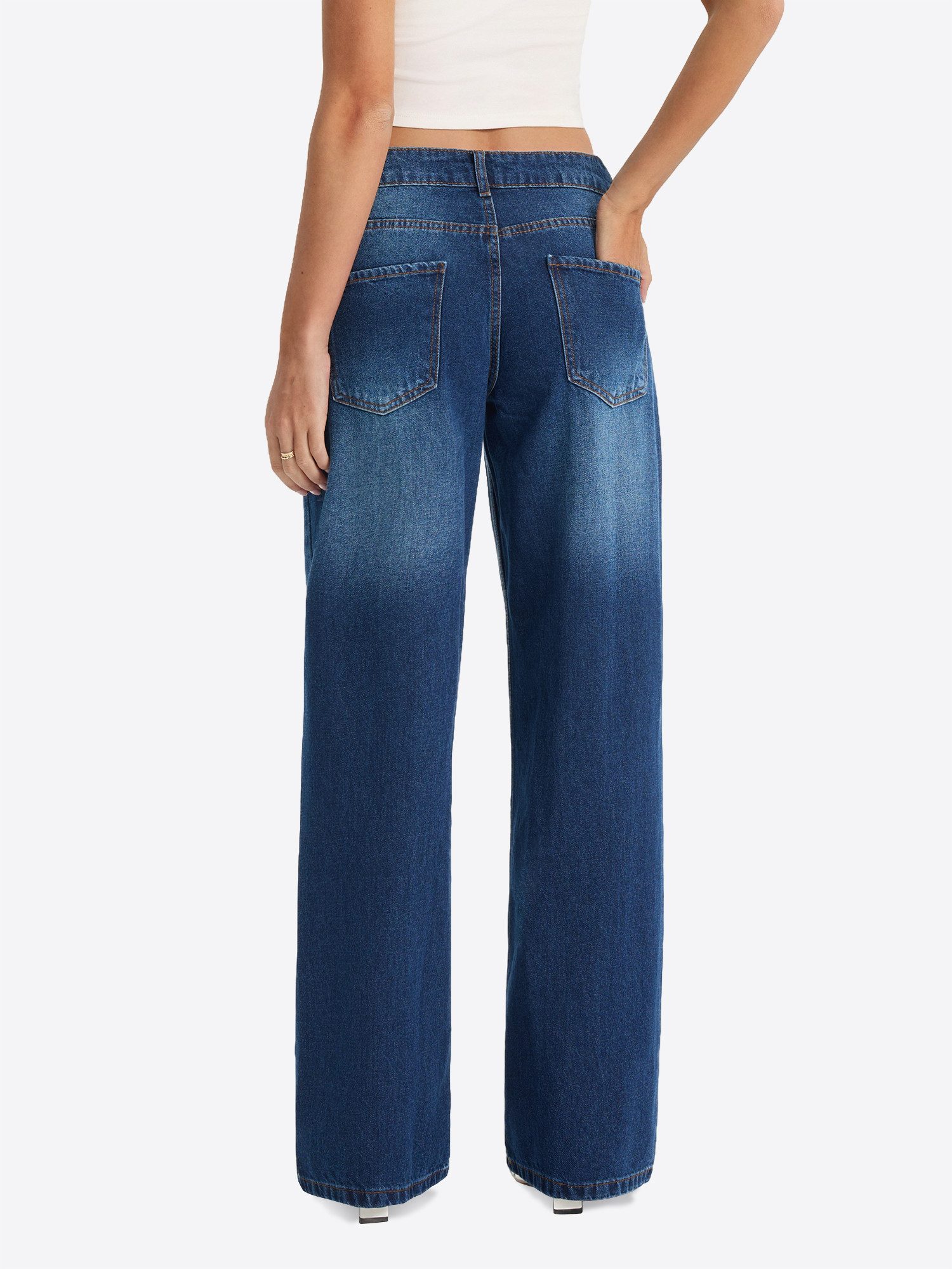 Imily Bela Boyfriend-Jeans Damen Low-Waist Wide Leg aus Baumwolle Denim Cas günstig online kaufen