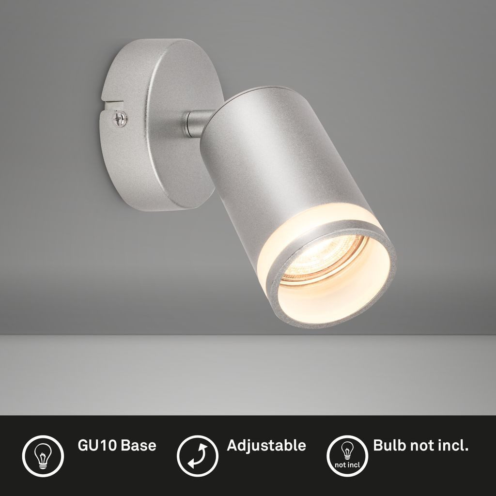Briloner Leuchten Wandleuchte 2832014, ohne Leuchtmittel, 2700K - Extra-Warmweiß, Wandlampe Innen 16 x 8 x 8 cm Chrom-Matt GU10 max. 9 W Bettlampe Flur
