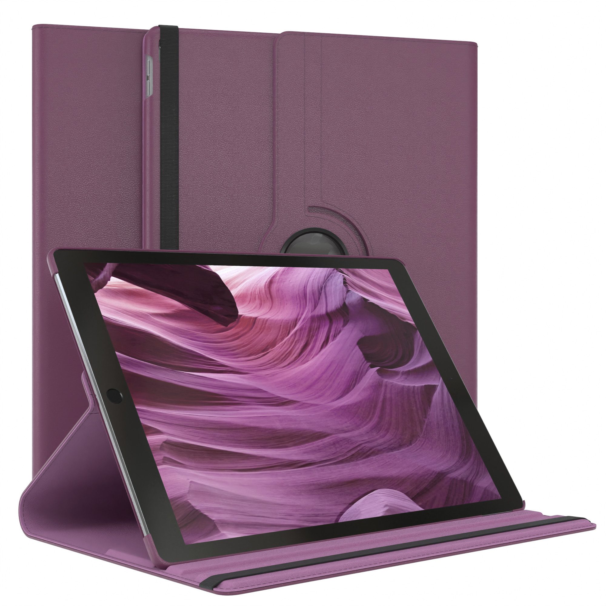 EAZY CASE Tablet-Hülle Rotation Case für Apple iPad Pro 2. Gen. (2017) 12,9 Zoll, Tablet-Hülle Bookstyle Case Fullcover Schutz Tasche Stehfunktion Lila