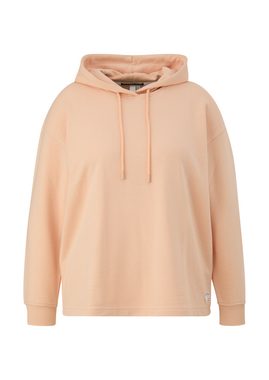 QS Sweatshirt Kapuzensweatshirt mit überschnittener Schulter Logo