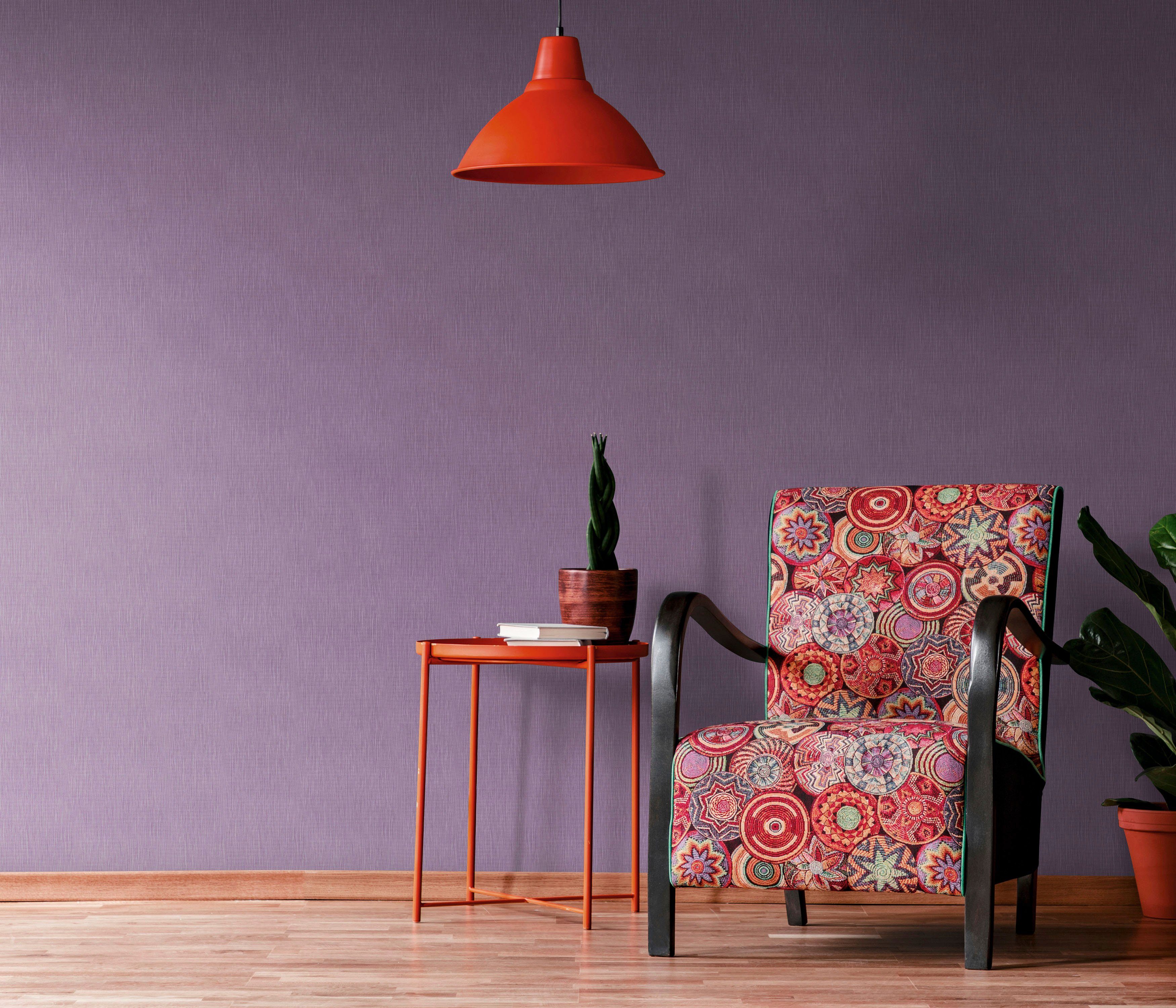Fusion, Vliestapete walls frei, Phthalate MARIA glänzend, geprägt, Fashion GUIDO Strukturmuster, violett KRETSCHMER for