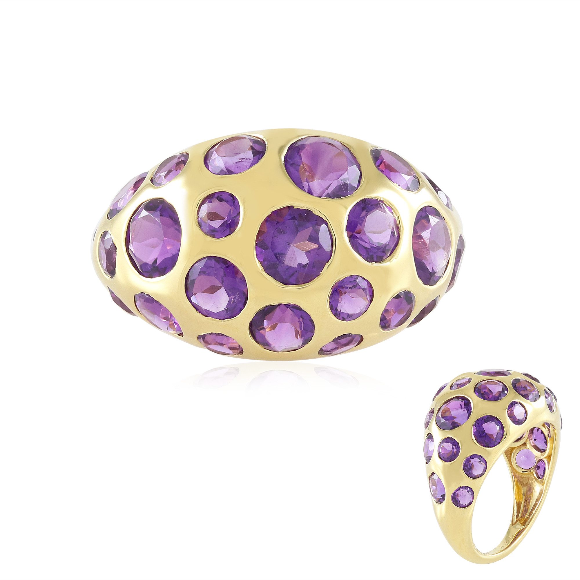 Cavill Silberring Sambischer Amethyst Goldplattierter Silberring (1-tlg)