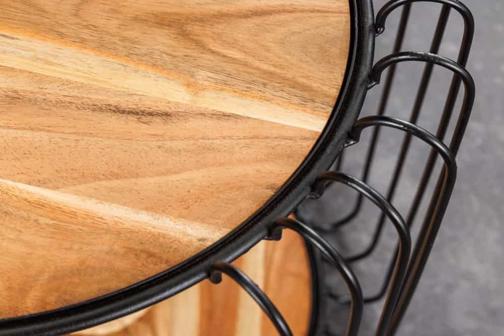 LebensWohnArt Beistelltisch Moderner Beistelltisch PRAWDA 50cm Akazie natur Eisengestell