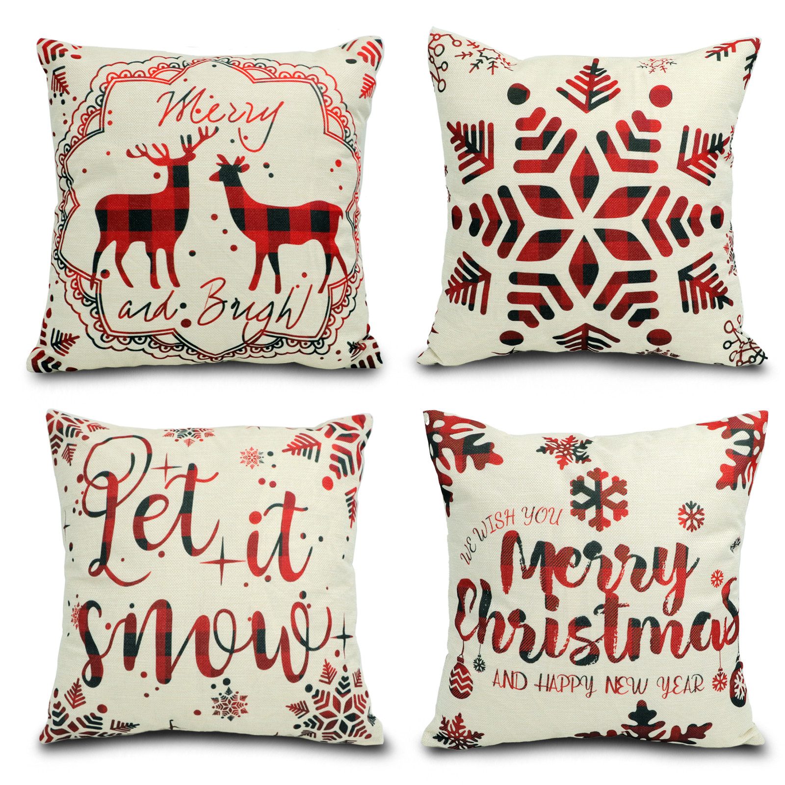 CALIYO Kissenbezug 4 Stück Kissenbezug Weihnachten günstig online kaufen