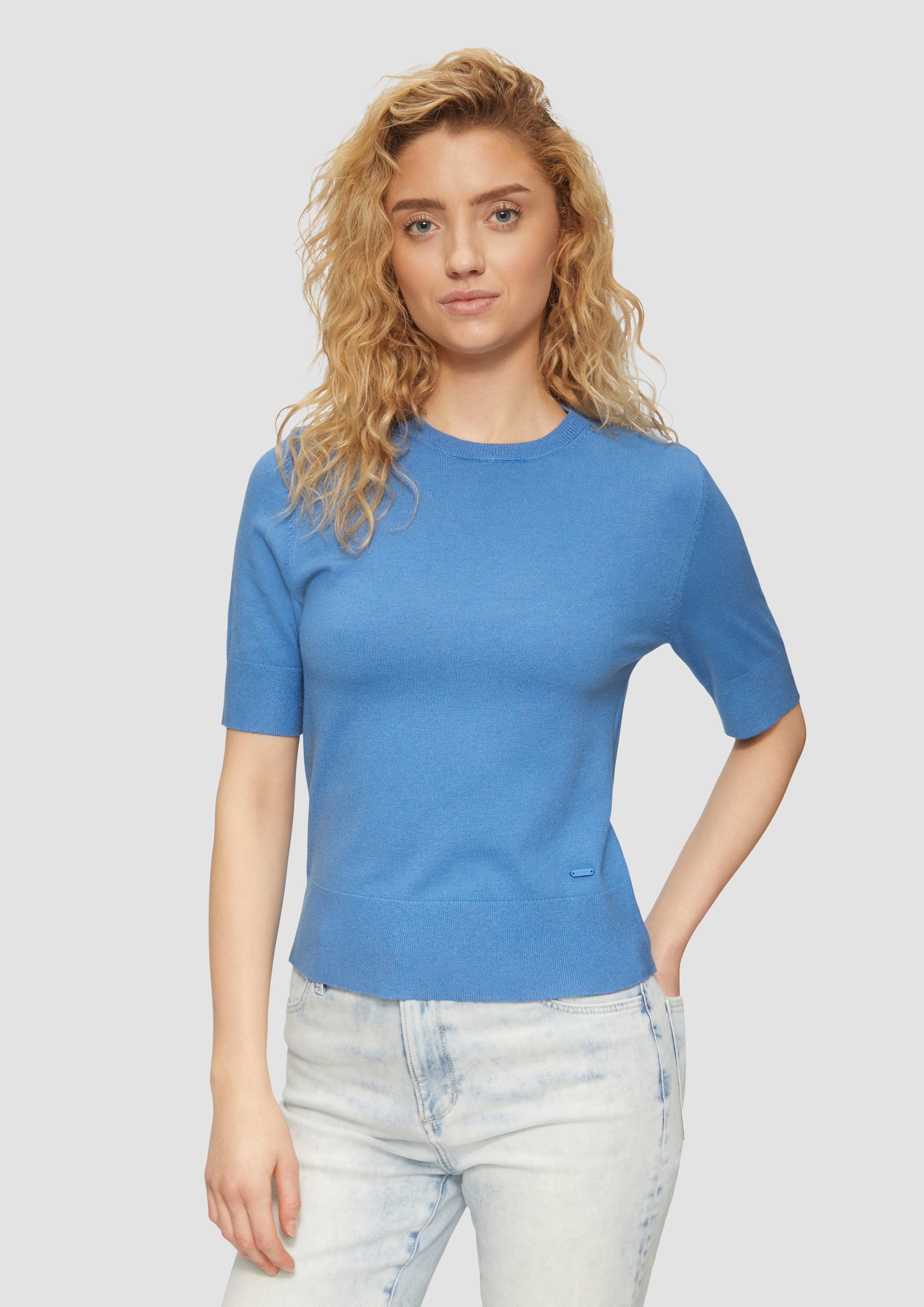 s.Oliver Strickpullover Kurzärmeliger Strickpullover aus Viskosemix günstig online kaufen