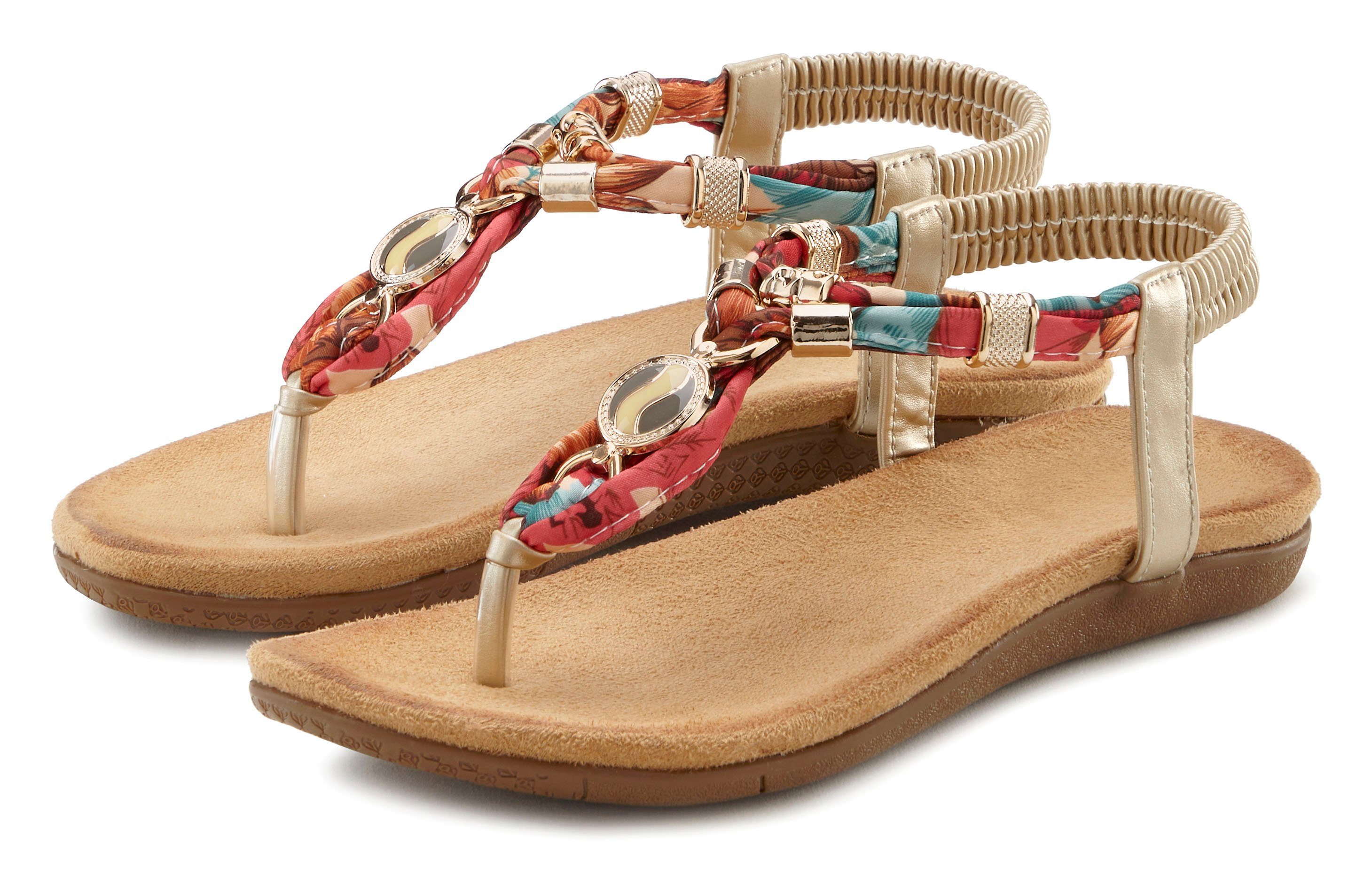 LASCANA Шлепанцы Sandale mit elastischen Riemchen und modischer Farbgebung