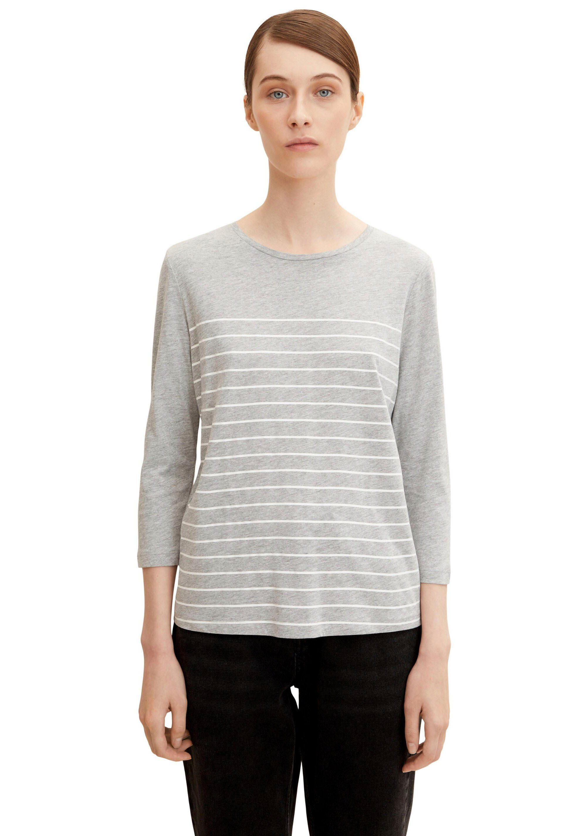 TOM TAILOR 3/4-Arm-Shirt (Packung, 2-tlg., 2er-Pack) im Doppel - immer Ringel + uni