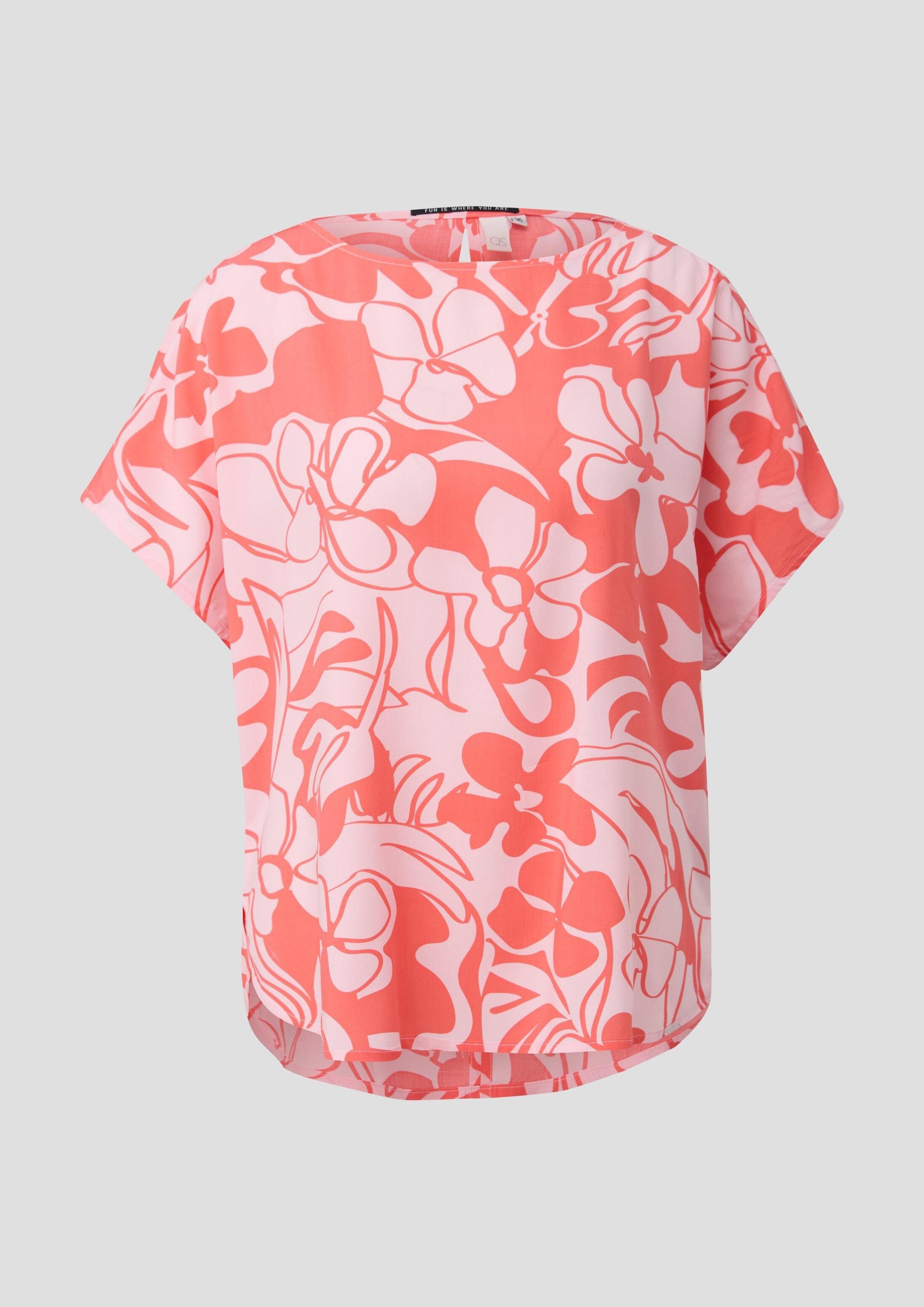 QS Kurzarmbluse Bluse Oversized Blusenshirt aus Viskose