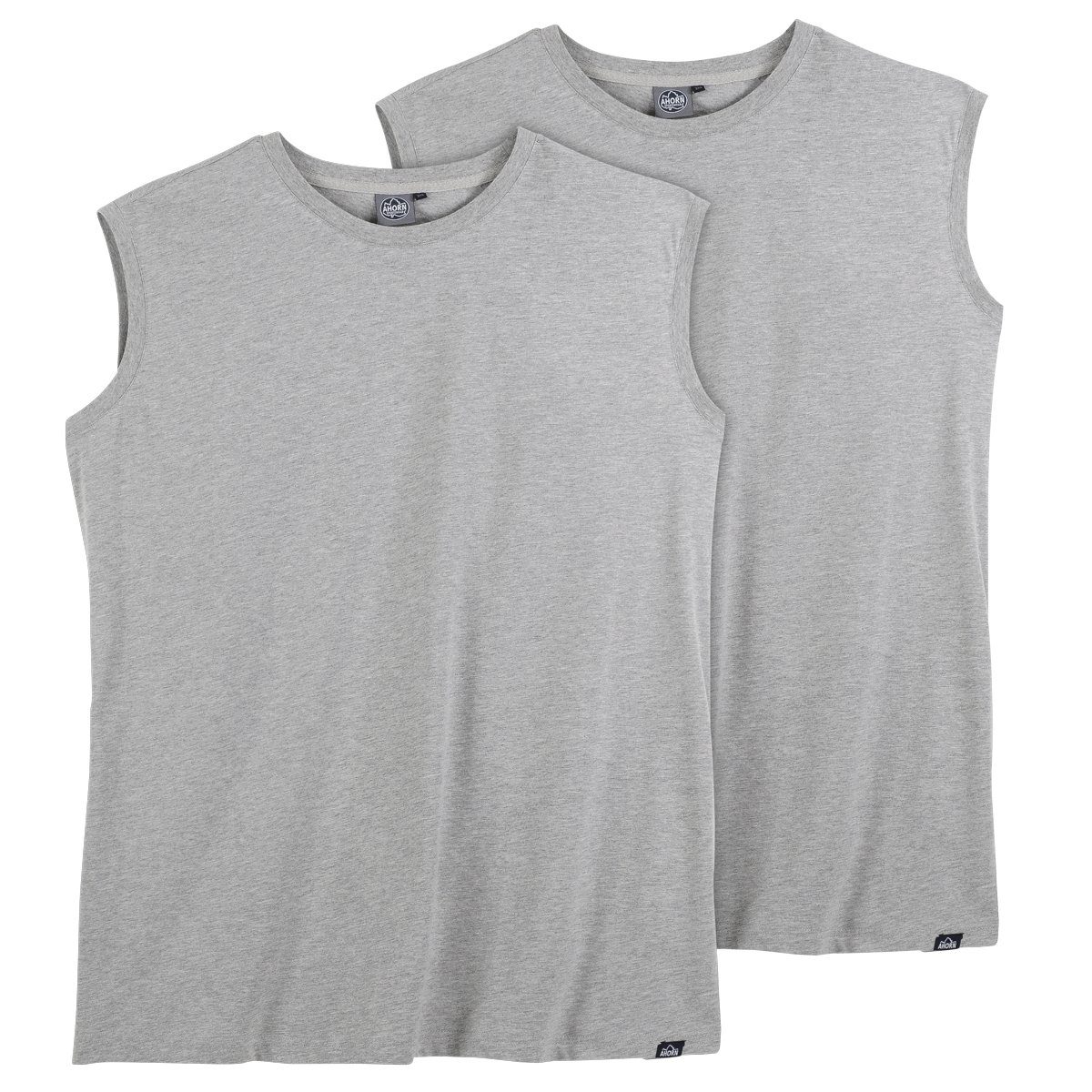 AHORN SPORTSWEAR Muscleshirt Basic Tank Top 2er-Pack grau melange Übergröße Ahorn Sportswear