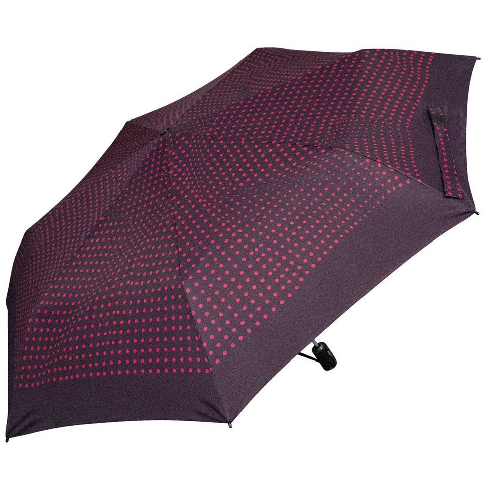 Knirps® Taschenregenschirm leichter, kompakter Schirm mit Auf-Zu-Automatik,  schönes Design - Punkte Difference berry