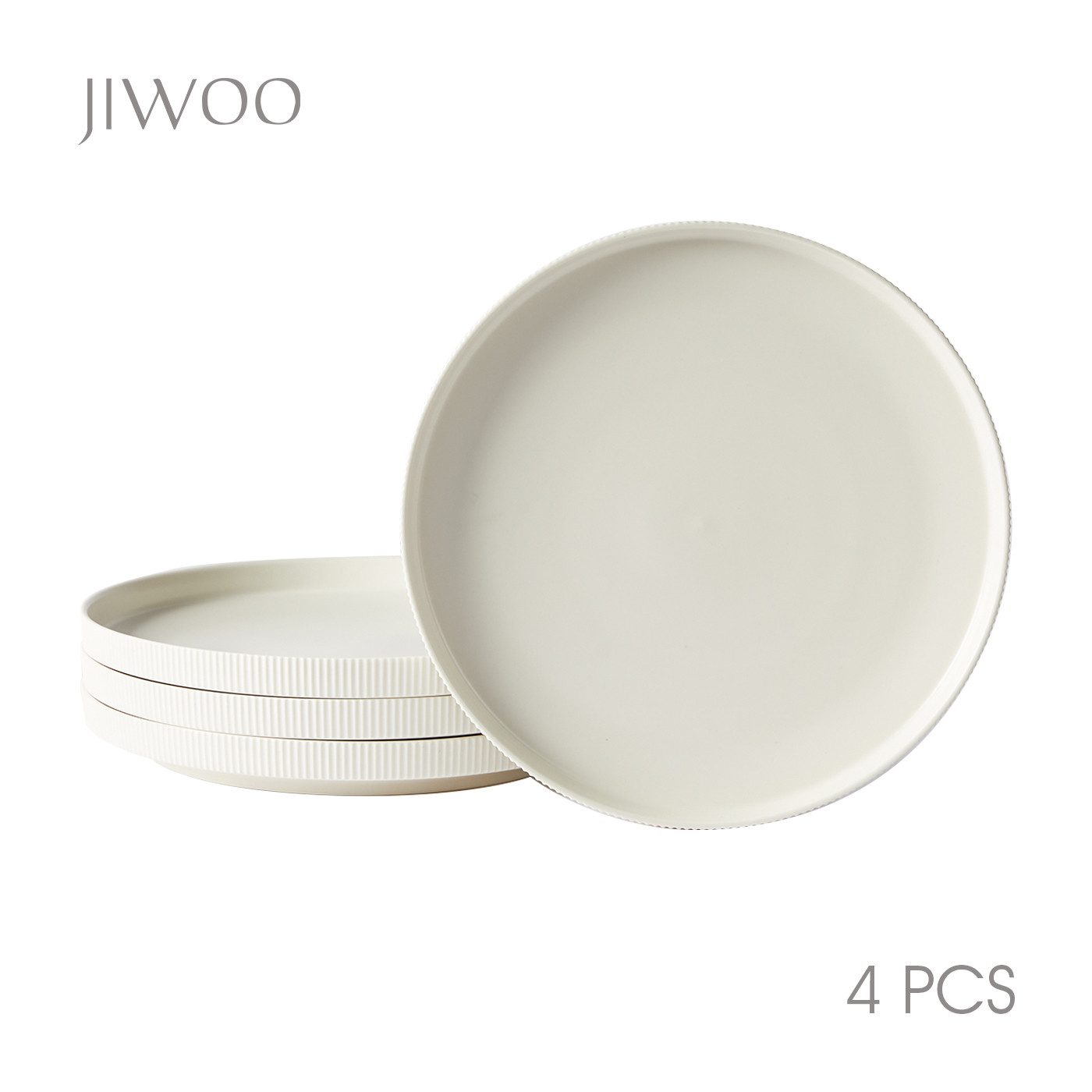 JIWOO Тарелки 4er,Ø25cm,Frühstücksteller,Vorspeisenteller,Salatteller,Gemüseteller, (4 St), Keramik,Mattglas,Stapelbares Design,Spülmaschinengeeignet,Ø25cm