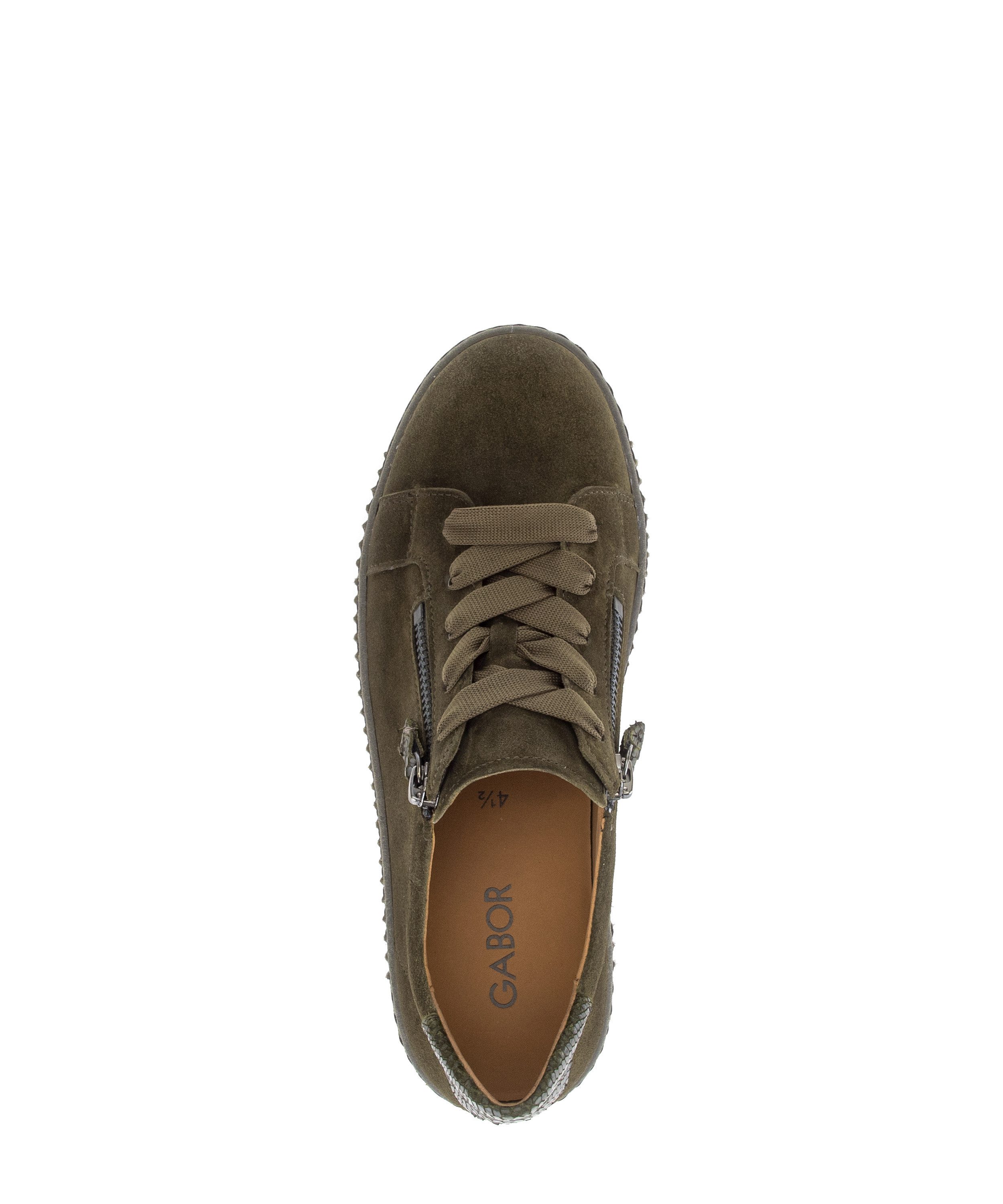 Gabor Plateausneaker Freizeitschuh, Halbschuh, Schnürschuh mit dezentem Fersenbesatz
