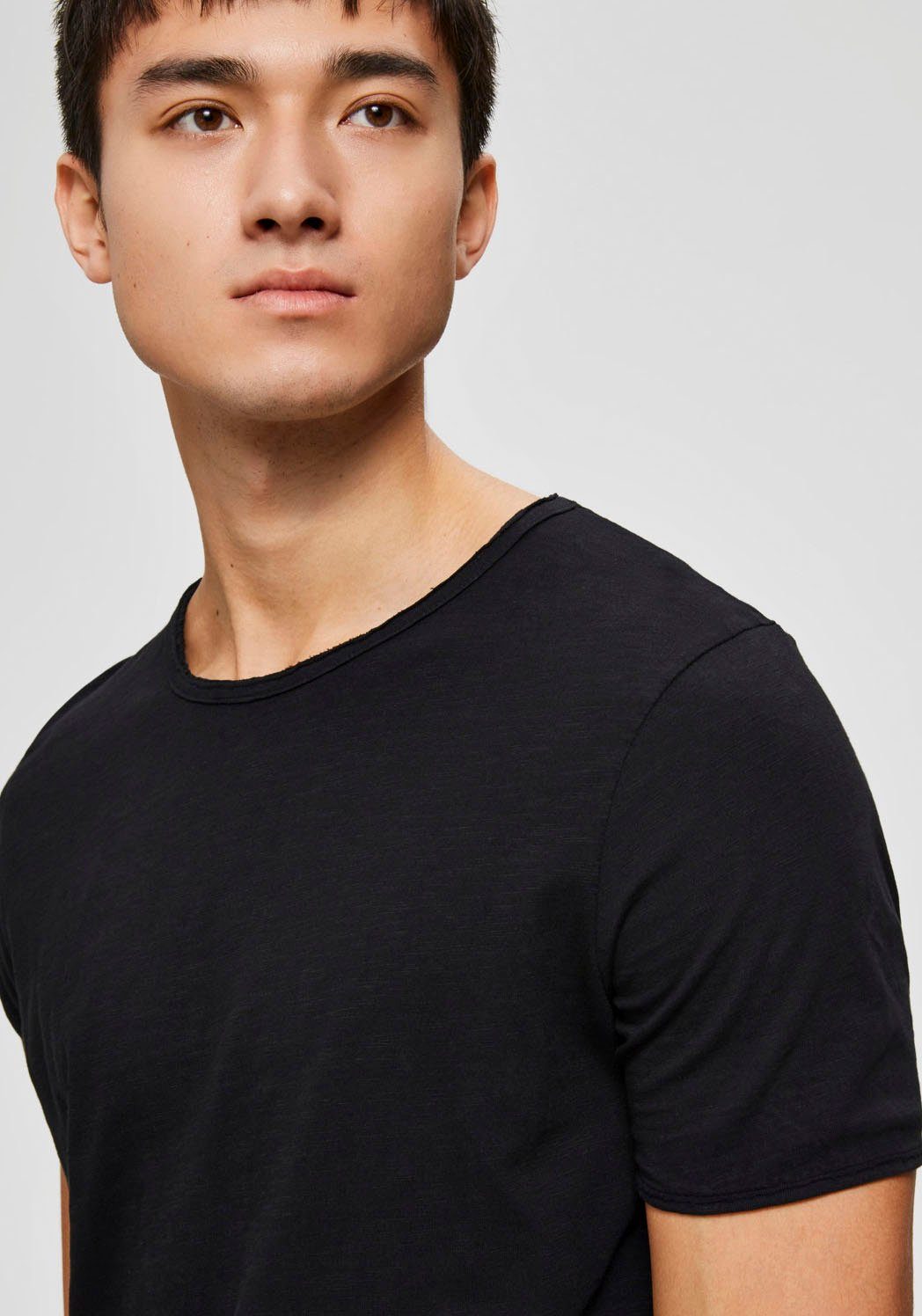 MORGAN HOMME TEE O-NECK SELECTED Black T-Shirt