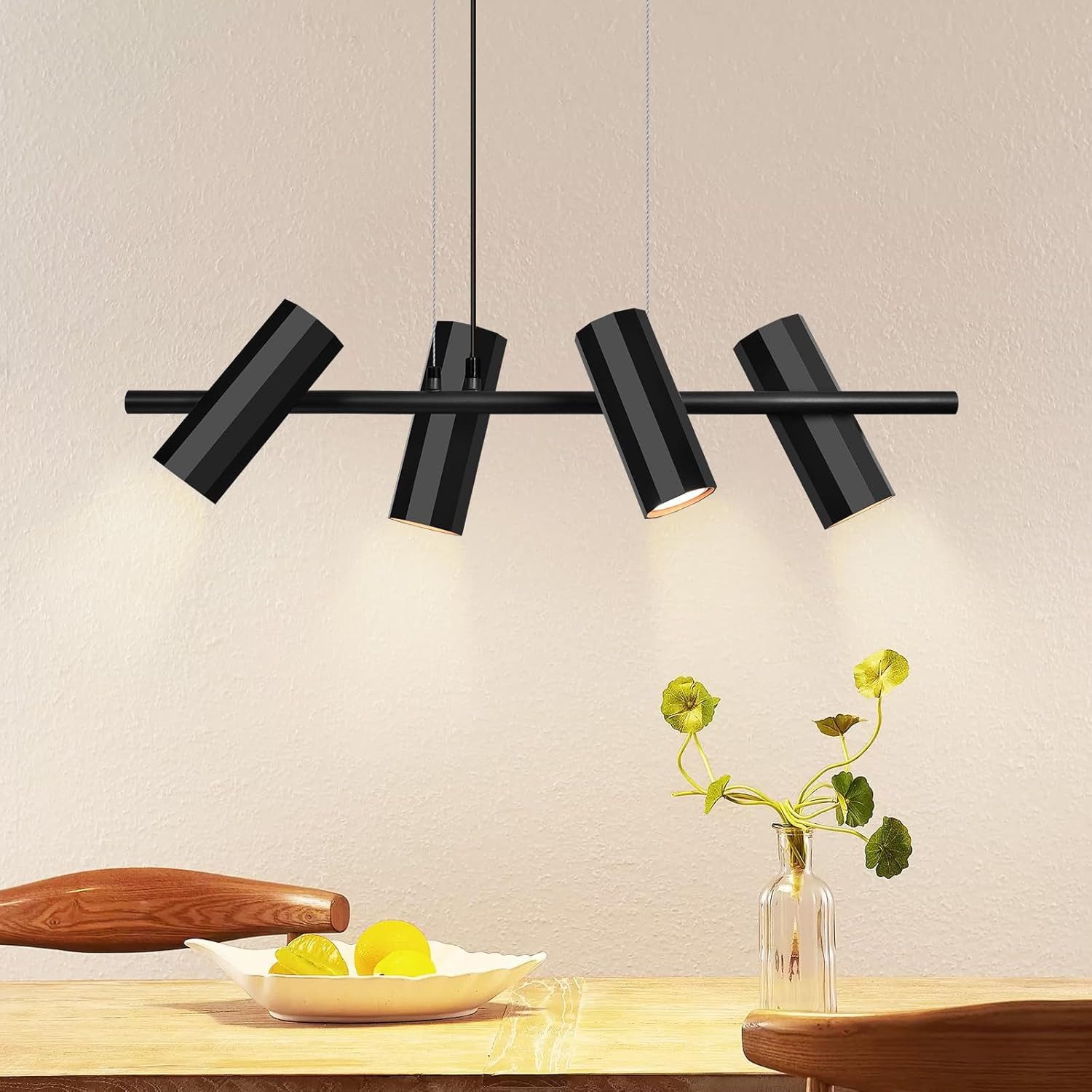ZMH Pendelleuchte Hängelampe Esstisch Schwarz 4 Flammig - GU10 Wohnzimmer Industrial, ohne Leuchtmittel, Metall Modern für Innen Küche