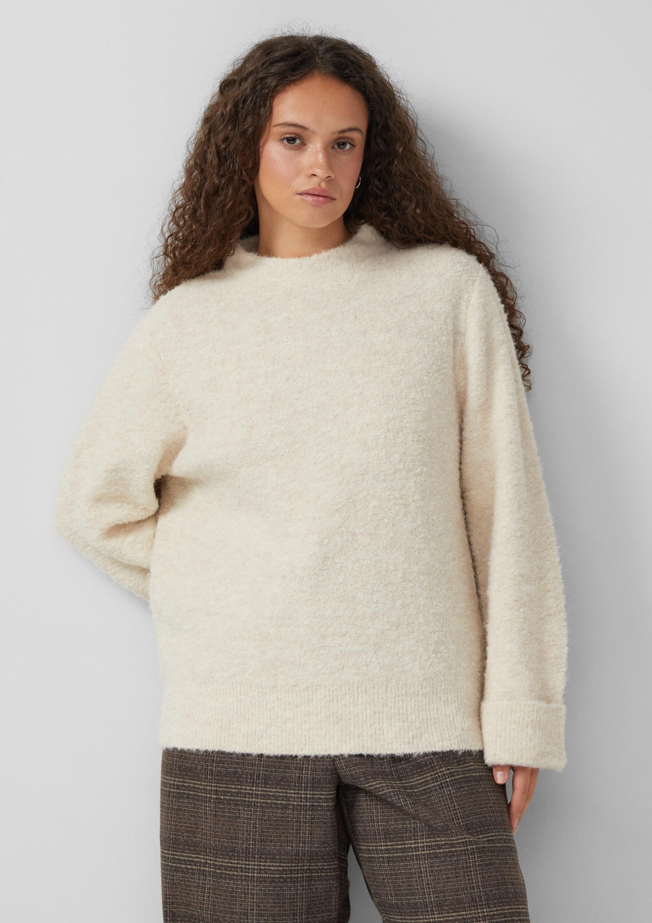 QS Longpullover Strickpullover Boucle-Pullover günstig online kaufen