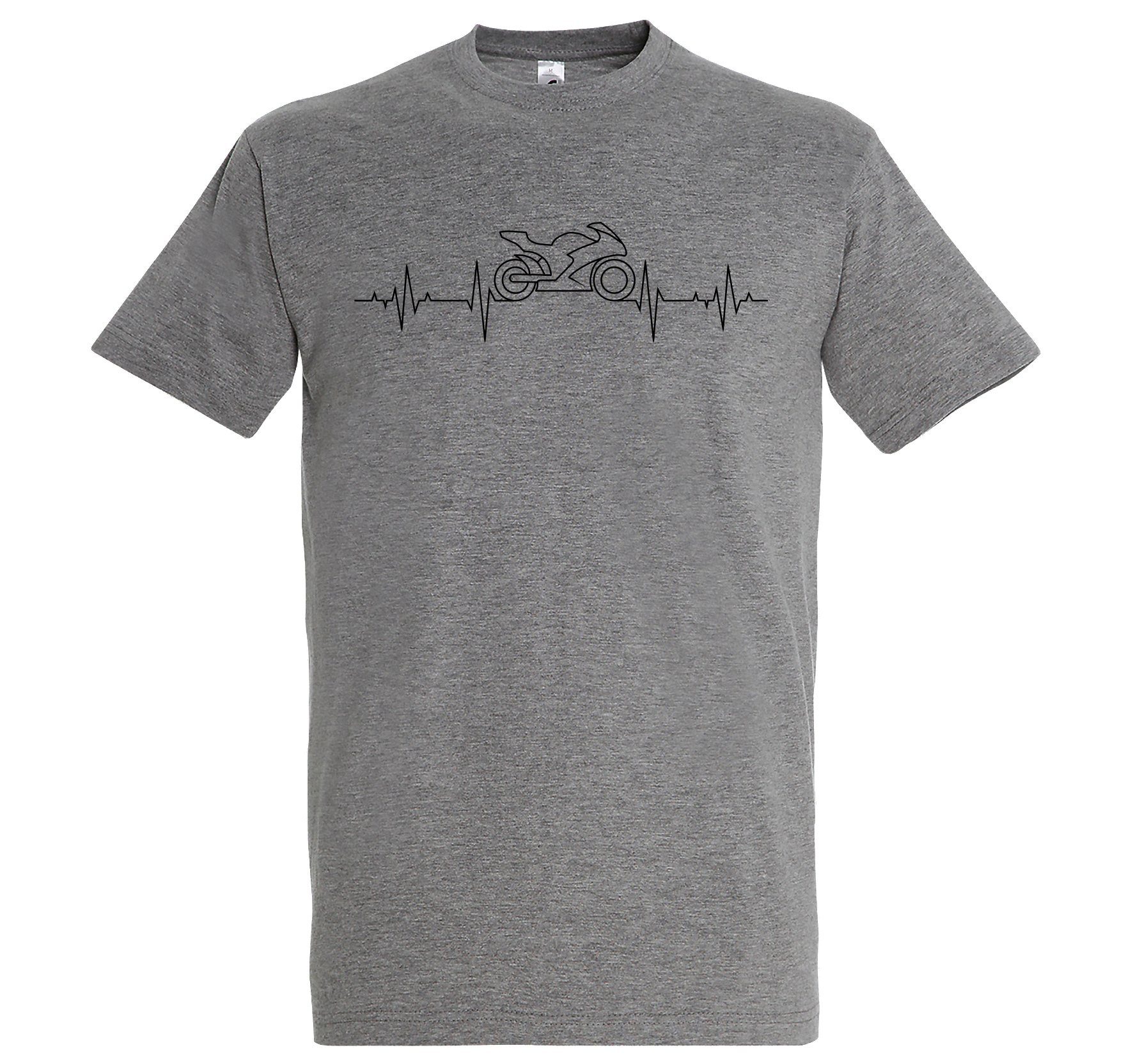 Designz Motorrad Herren mit Grau T-Shirt modischem Bike Aufdruck Youth Print-Shirt Heartbeat