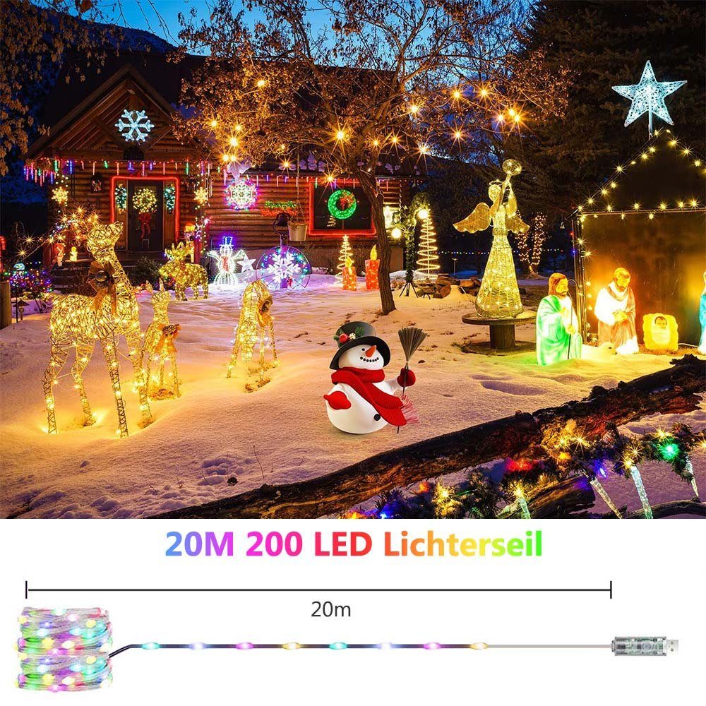 Rosnek LED-Lichterkette 10/20M, Smart, RGB, DIY Farbe, Musiksyn, für Weihna günstig online kaufen