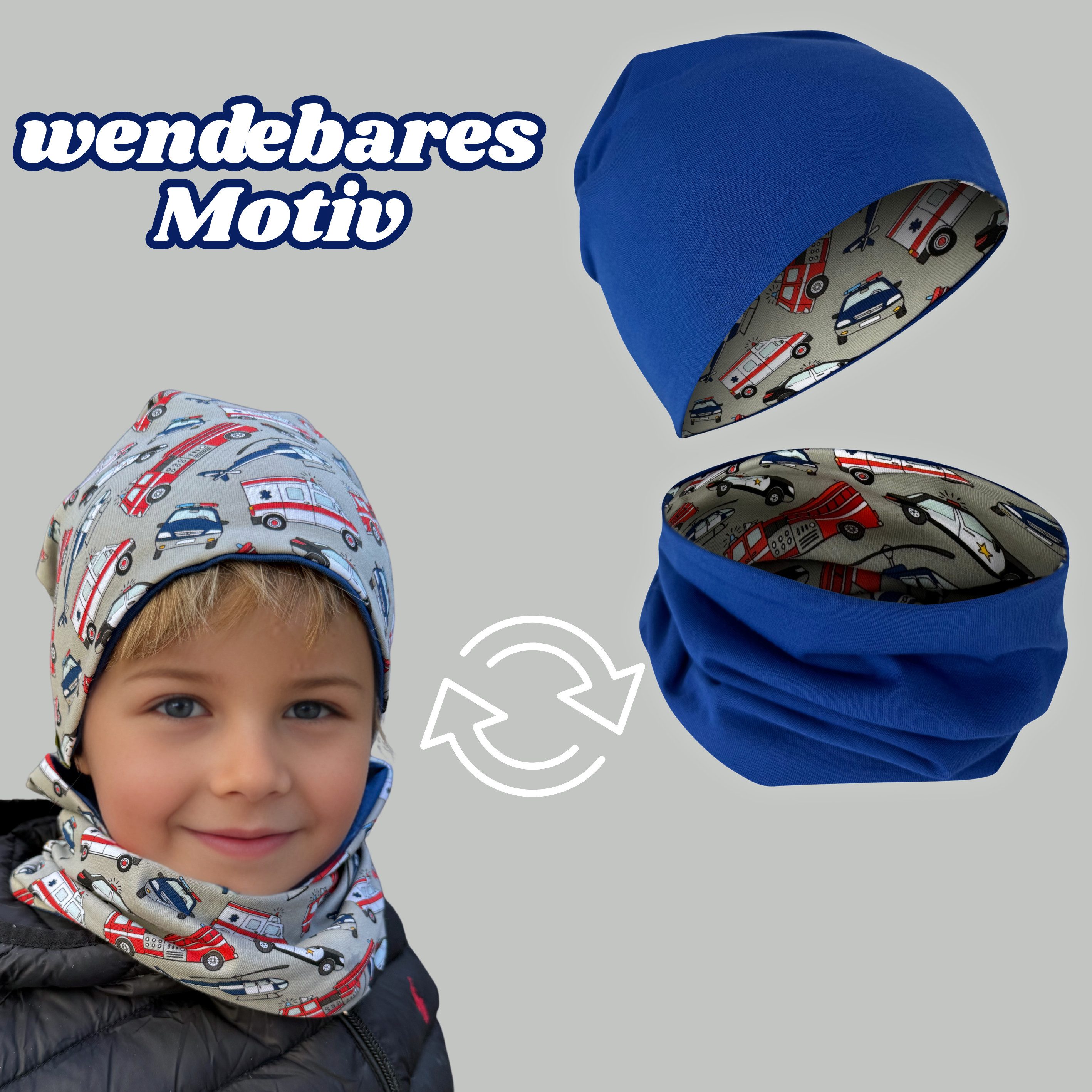 HECKBO Beanie HECKBO Kinder Mädchen Jungen Beanie Mütze & Loop-Schal Set – Bild 2 von 5