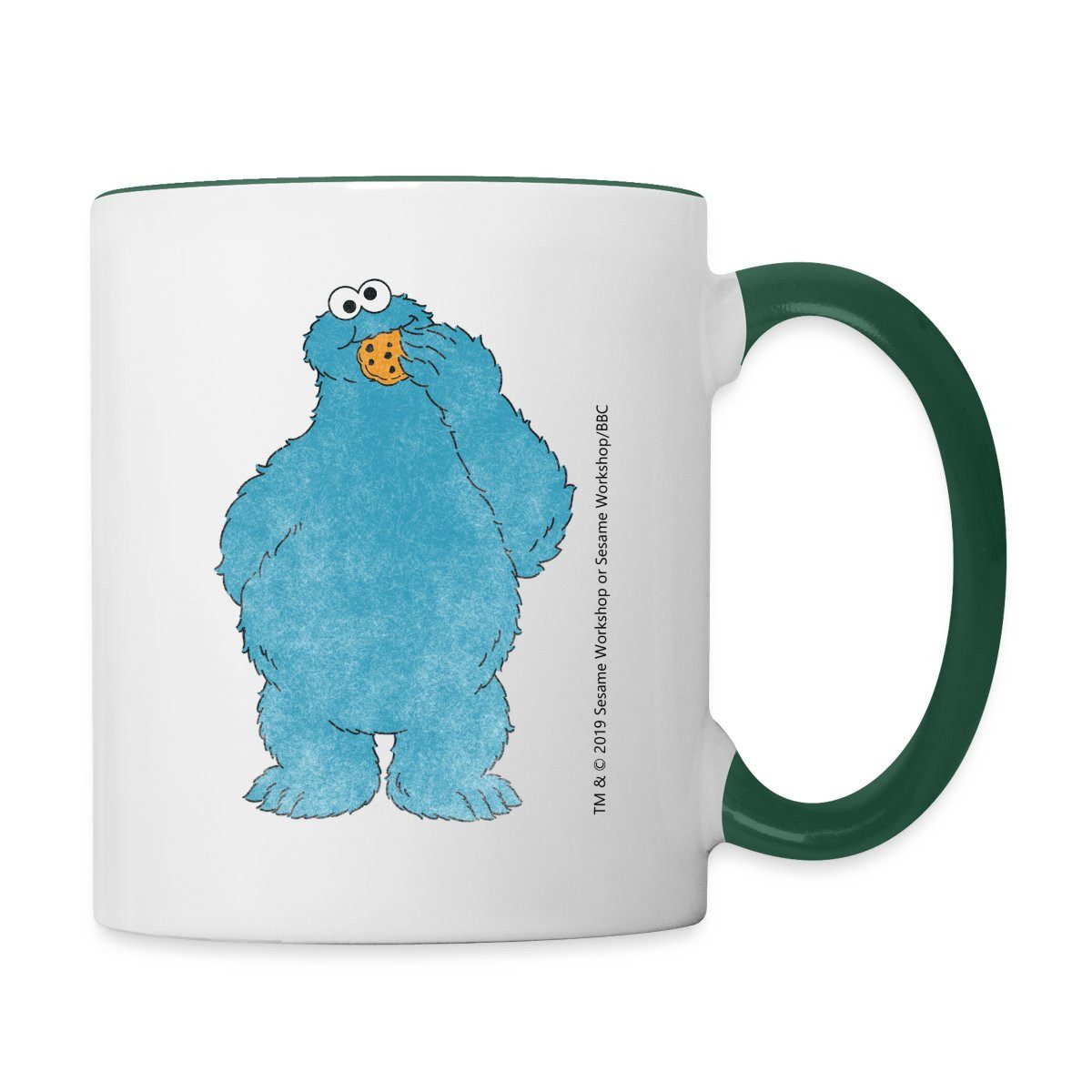 Spreadshirt Tasse Sesamstraße Krümelmonster Naschen Kekse Tasse Zweifarbig, Keramik