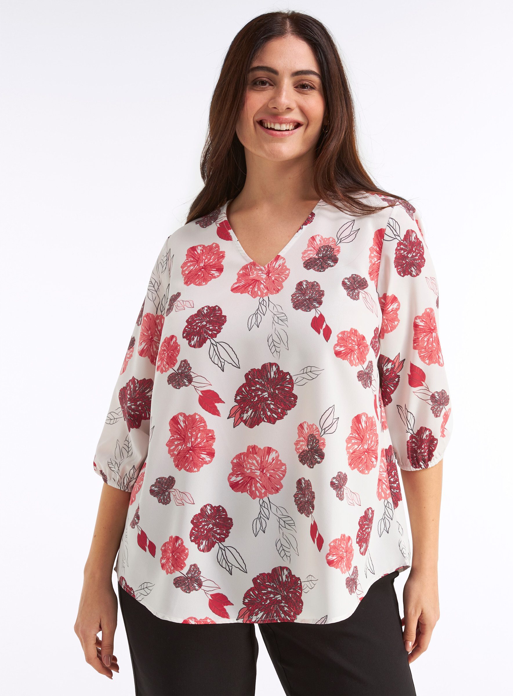 Sheego Klassische Bluse Tunika 3/4-Arm