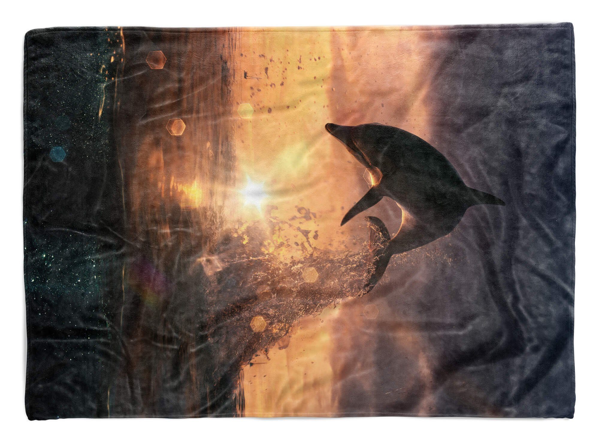 Sinus (1-St), Handtuch Strandhandtuch Handtücher springt Art mit Kuscheldecke Delfin Baumwolle-Polyester-Mix Handtuch Tiermotiv aus, Saunatuch