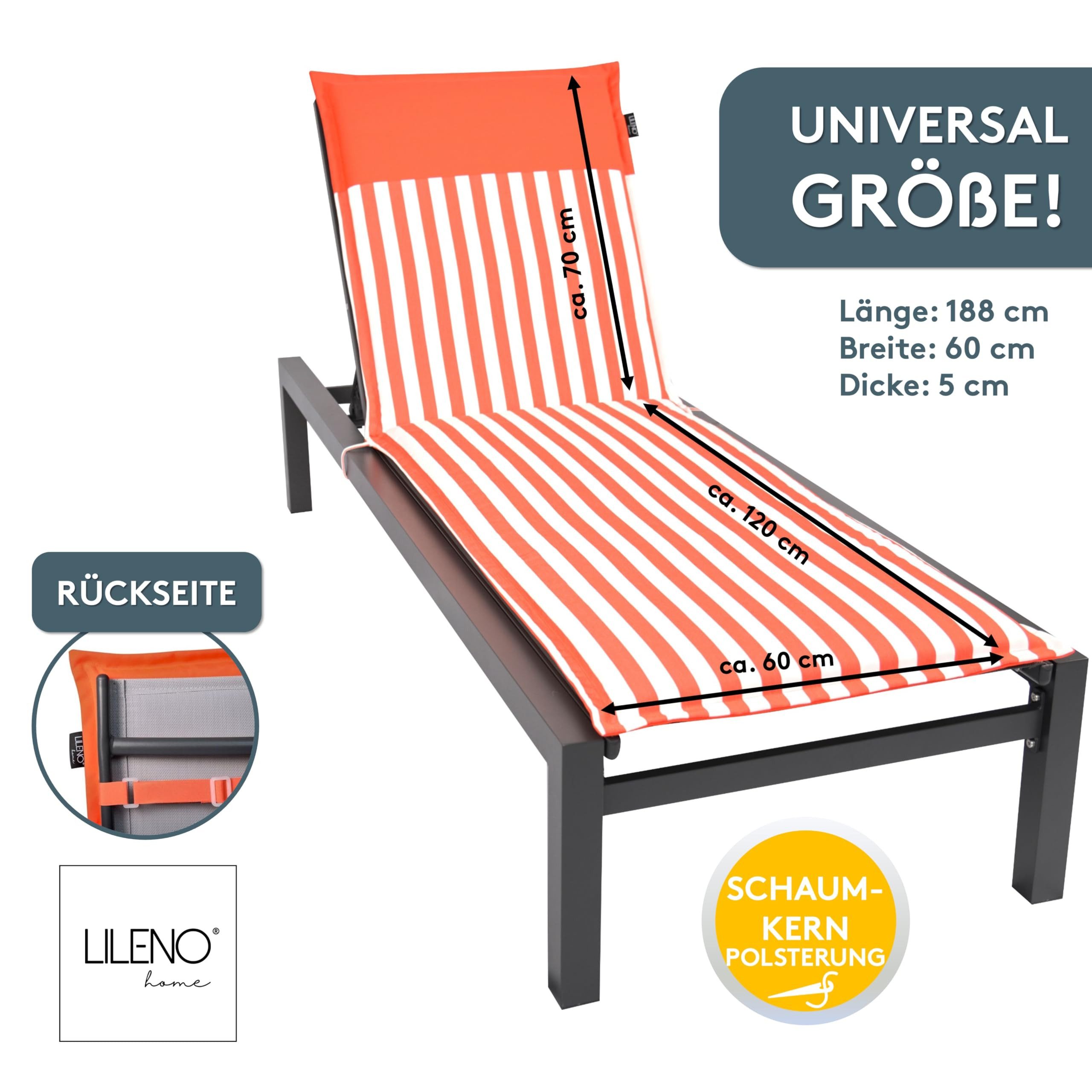 LILENO HOME Liegenauflage perfekt für Strandliegen, Sonnenliege Auflage, Gartenliege Auflage, (1er Set), Polsterauflage Streifen Coralle, Auflagen für Gartenliegen