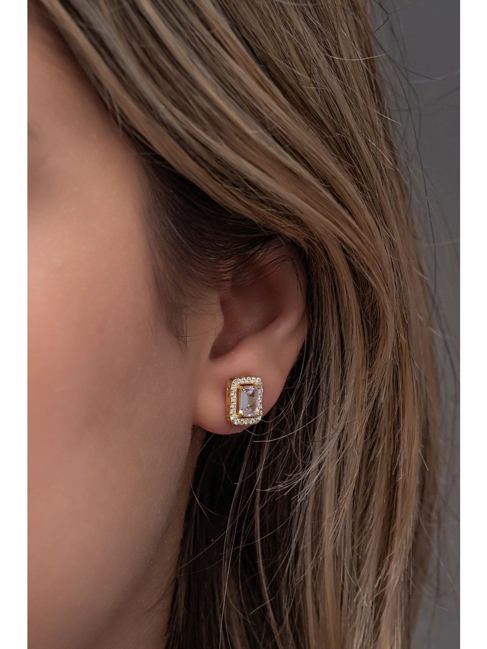 Nisan Ohrring-Set, Silber Ohrstecker – Goldplattiertes mit rechteckigem Bag günstig online kaufen