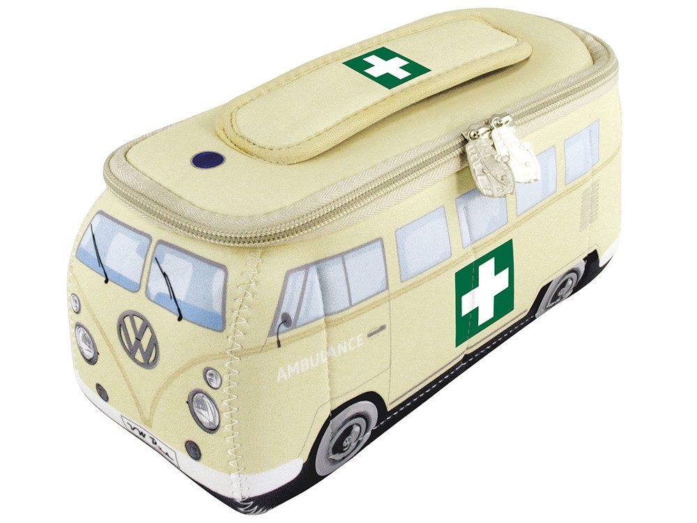 VW Collection by BRISA Kulturbeutel Volkswagen Neopren Schminktasche, Reisebeutel, funktionale Kosmetiktasche im Rettungswagen Design, 23x11x8 cm