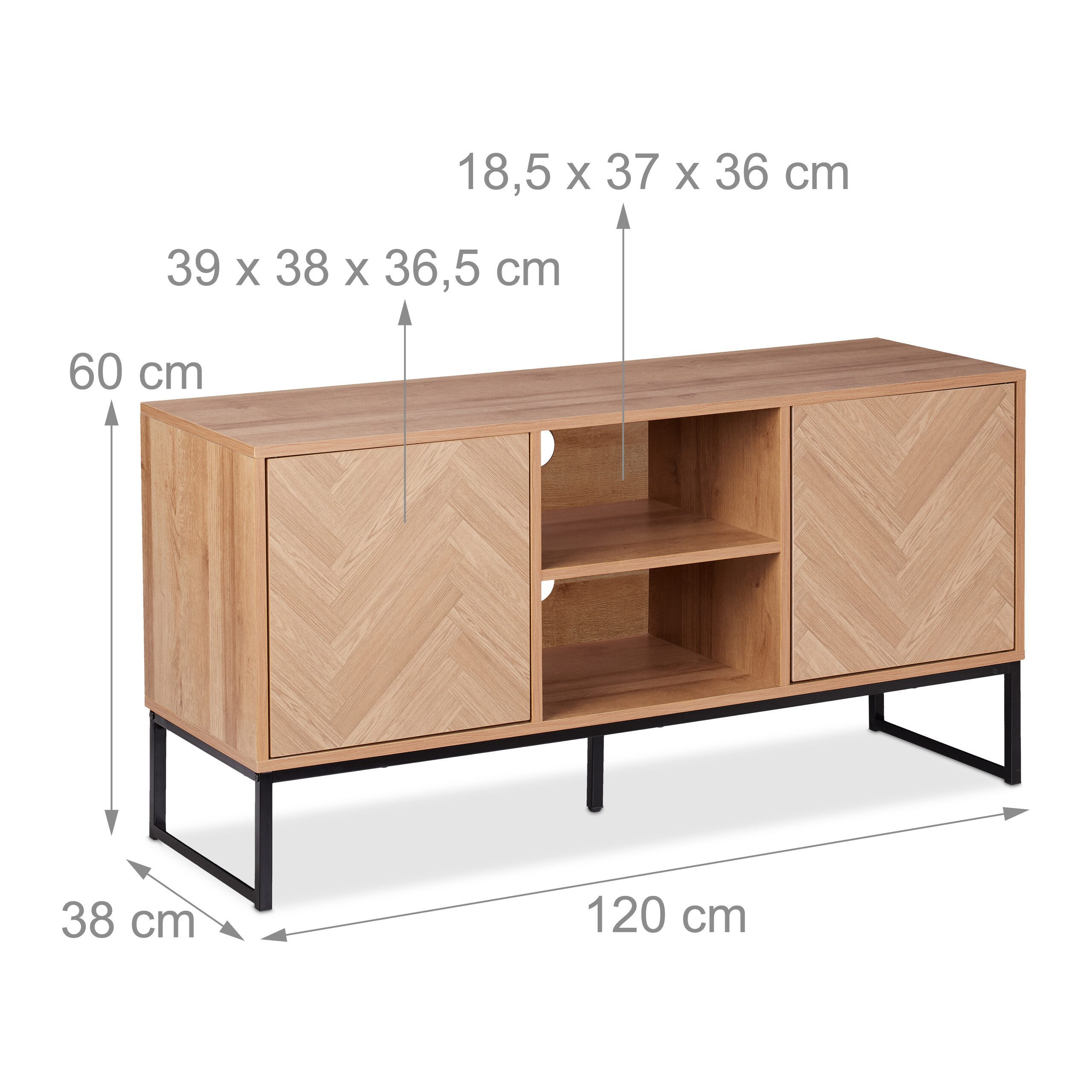 relaxdays TV-Board TV Lowboard Retro-Design (1 St) – Bild 4 von 5