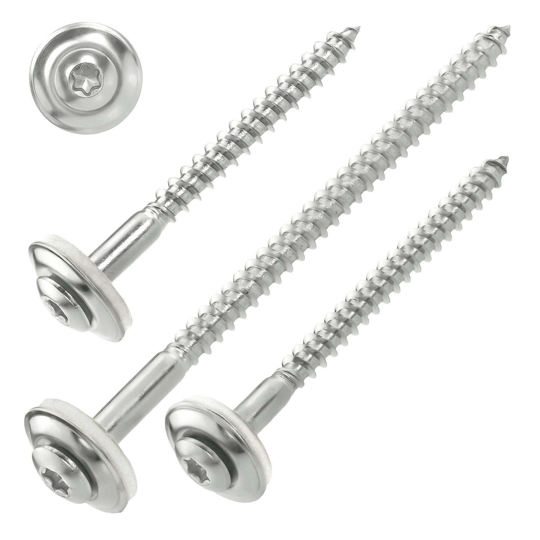 SCREWREBEL Spenglerschraube Edelstahl A2 – TX20 – mit EPDM-Dichtscheibe Ø 15 mm, (100 St), Linsensenkkopf, Dichtschrauben