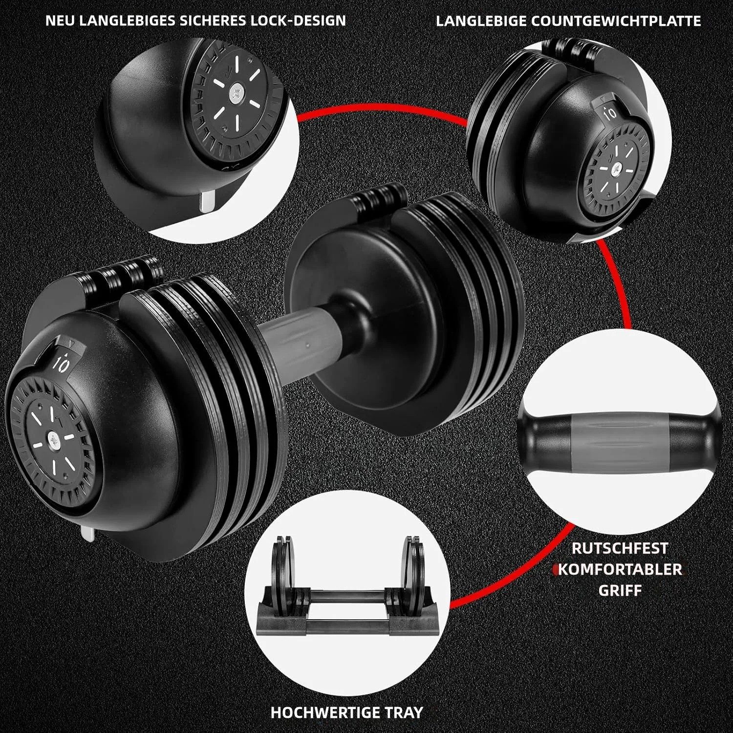TLGREEN Hantel-Set Verstellbare Hantel-Set, (Hanteln Verstellbar mit rutschfestem Griff 5 Gewichtsstufen,Gut für Zuhause, Büro, Fitnessstudio, Körpertraining) – Bild 4 von 5