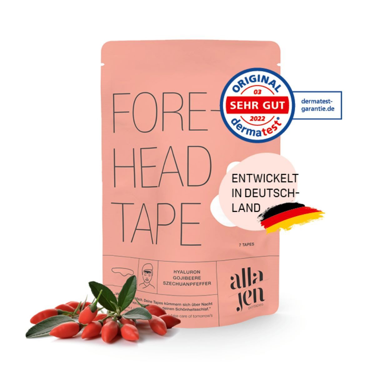 alla and jen Gesichtspflege-Set Hyaluron-Skintapes mit Gojibeere & Szechuanpfeffer, Overnight-Express, für Schönheit über Nacht, Anti-Falten-Pflaster