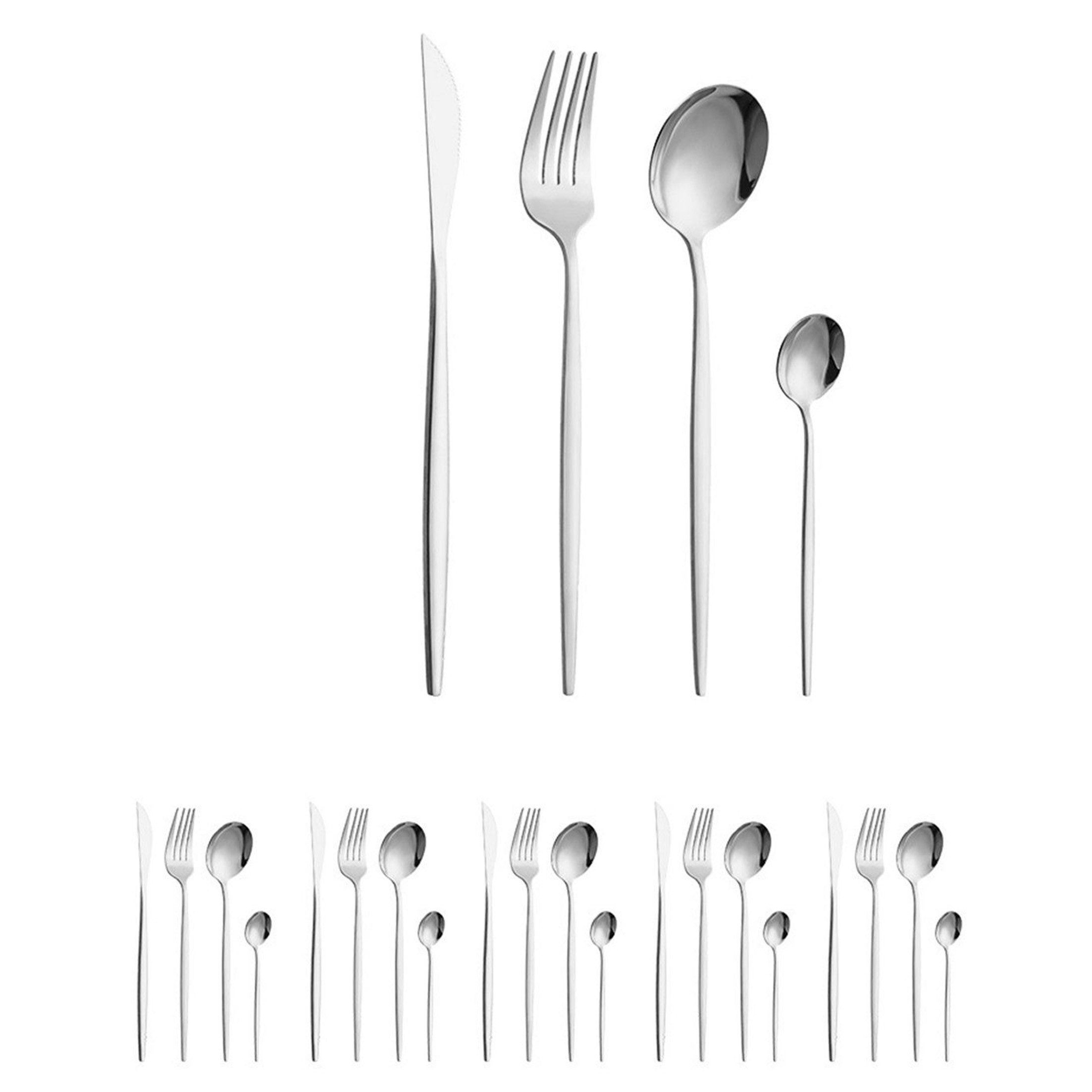 Besteck-Set Besteckset,Für 6,Besteck aus Edelstahl,24-teiliges,Messer,Gabel,Löffel