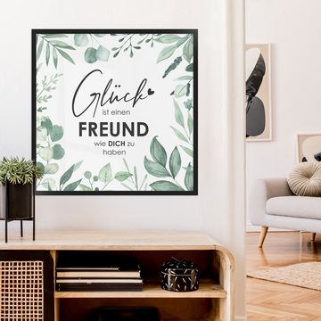 WANDStyle Bild mit Rahmen Glück ist einen Freund wie dich zu haben, Poster 20 x 20 cm