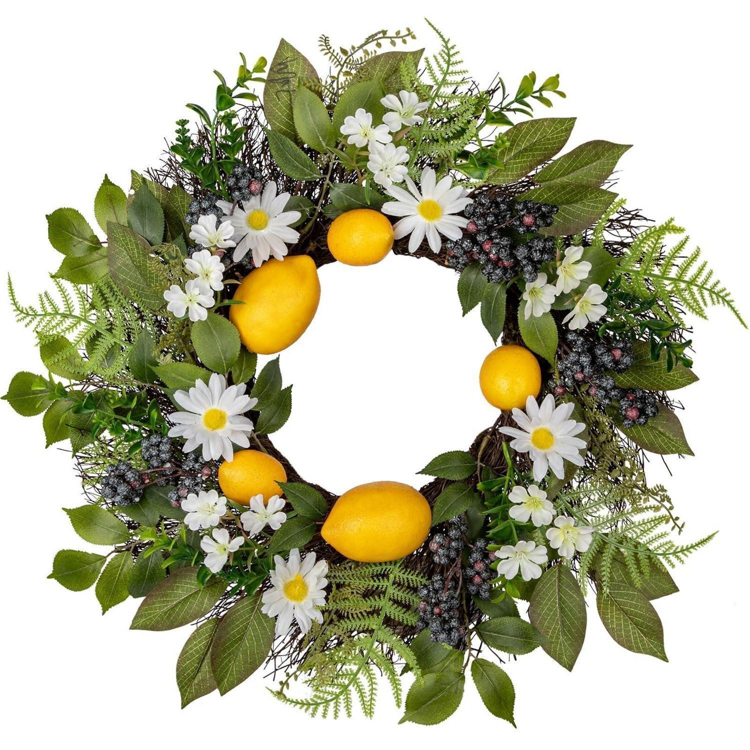 LuxusKollektion Osterkranz Künstlicher Blumenkranz Zitrone 46cm