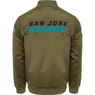 Mitchell & Ness Bomberjacke Satin PATCHES San Jose Sharks