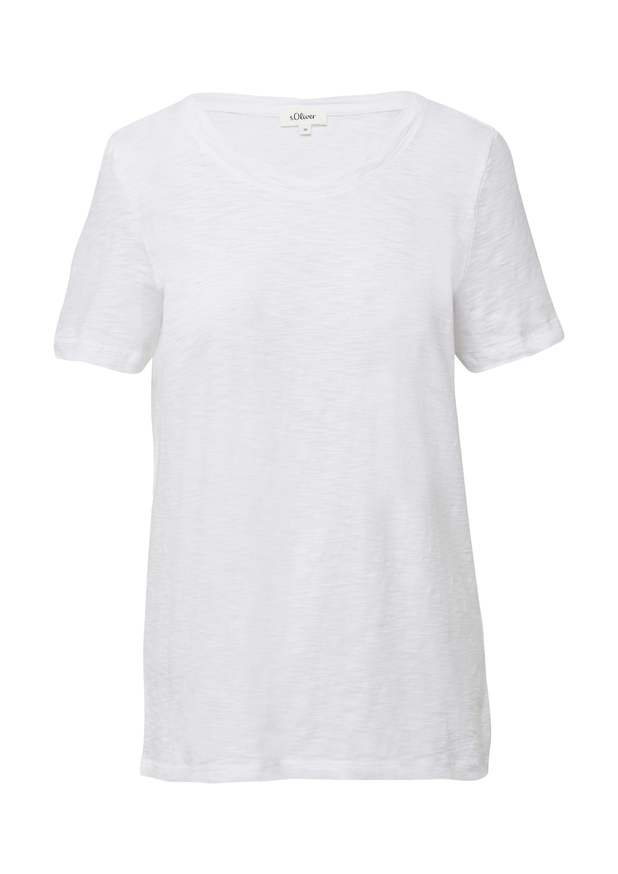 s.Oliver Kurzarmshirt T-Shirt T-Shirt mit Flammgarnstruktur und Ausschnitt- günstig online kaufen