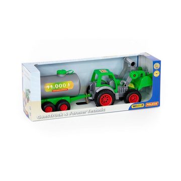 Polesie Spielzeug-Traktor Farmer Techn Traktor + Frontschaufel+Fassanhänger im Schaukarton