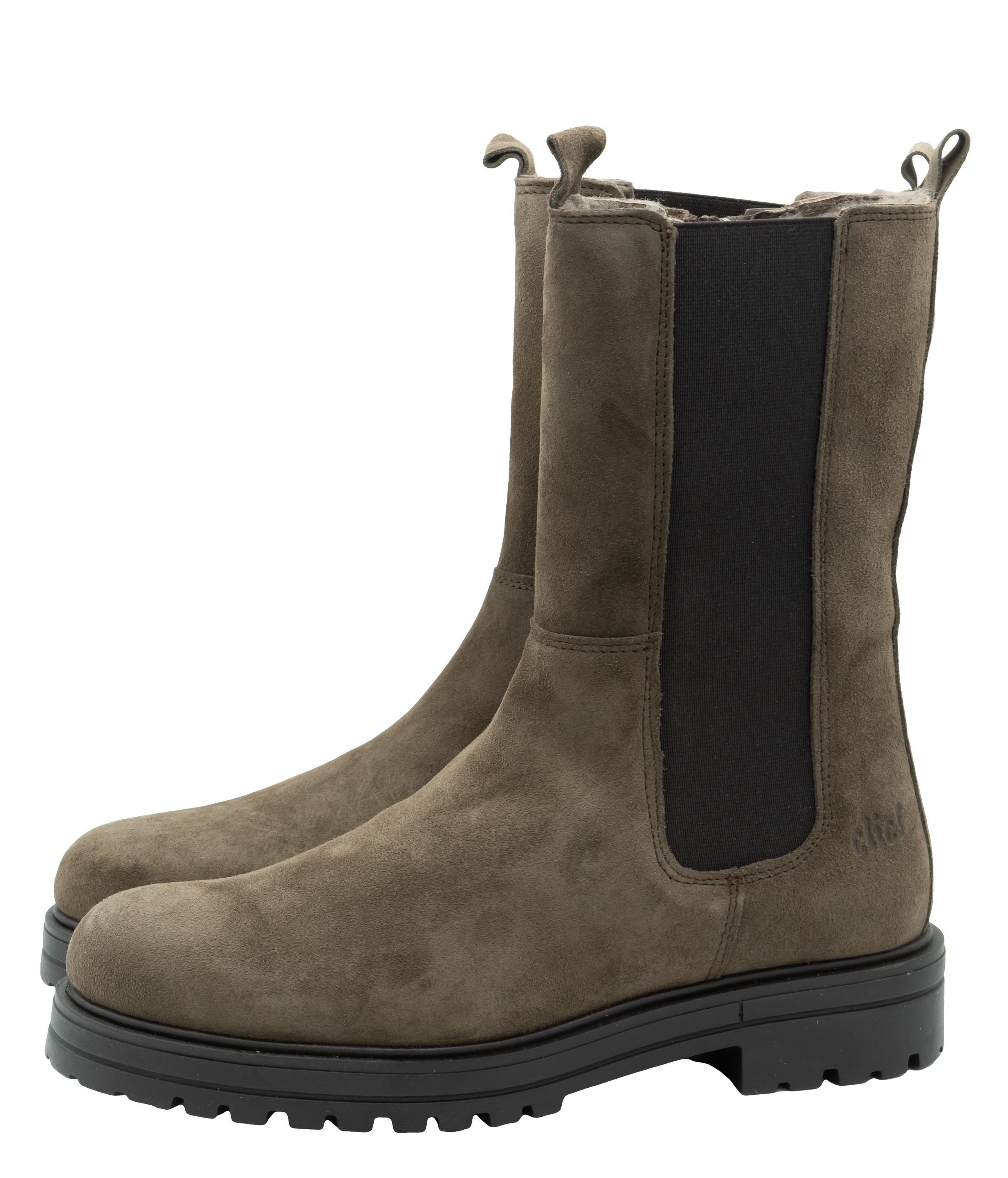 Clic Clic Stiefel Leder Damen Teens Boots 20418 Lammfellfutter Braun Stiefelette