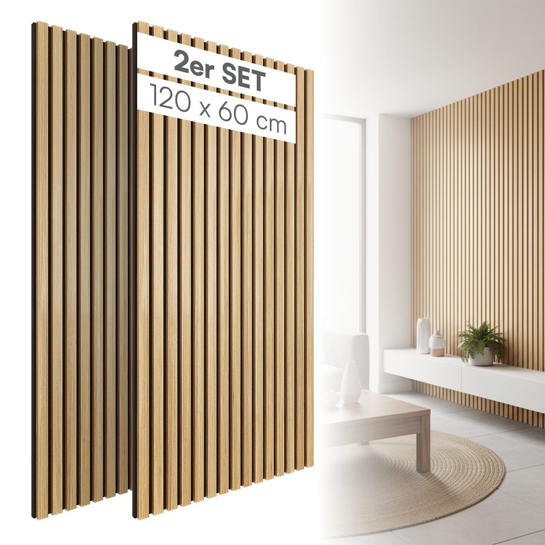 skølm 3D Wandpaneel Rune, Akustikpaneel Holzoptik, 0,72 qm, (2-tlg) hochwertige 3D Lamellenwand schallabsorbierend