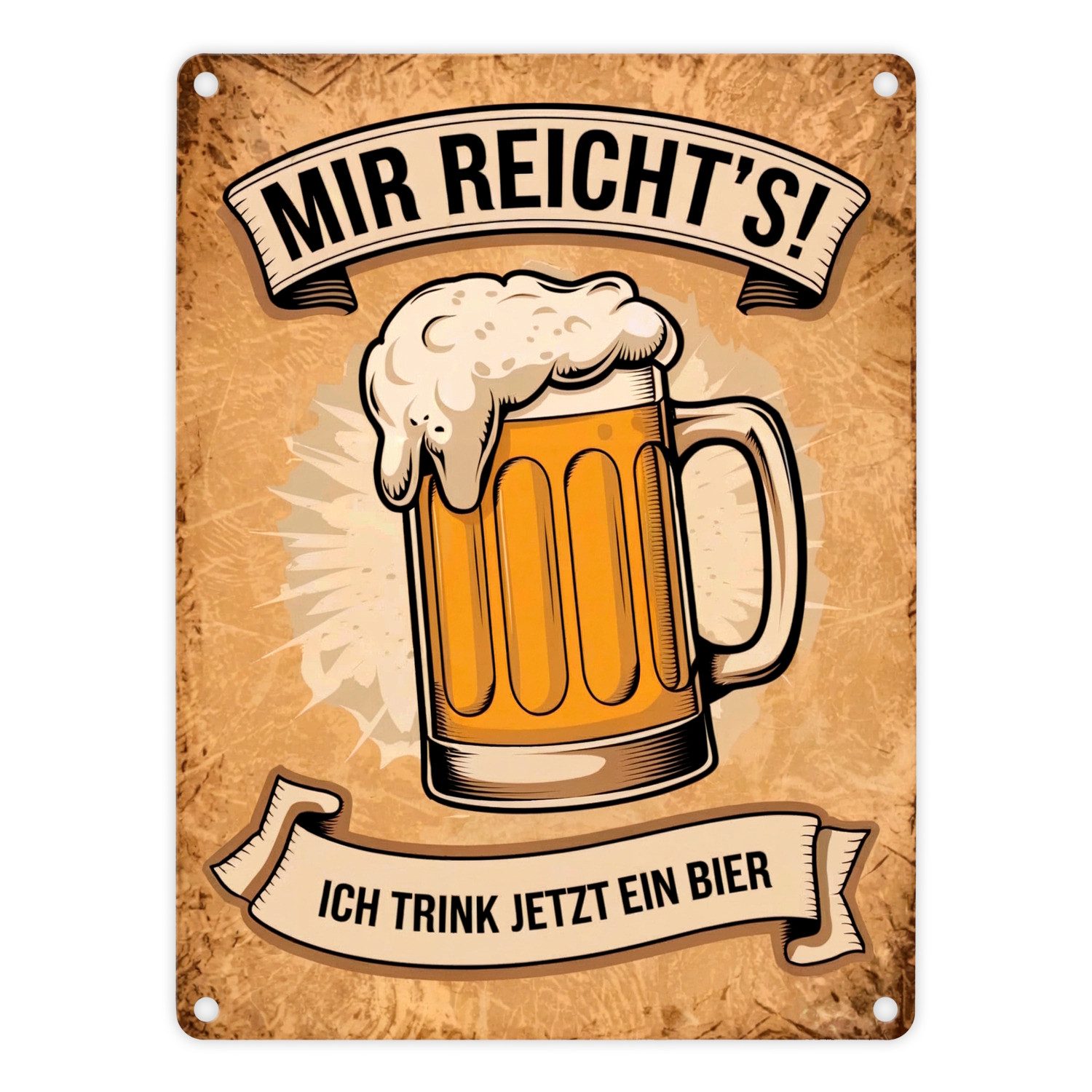 Metallschild Bierkrug mit Schaumkrone Metallschild in 15x20 cm Ich trink jetzt ein