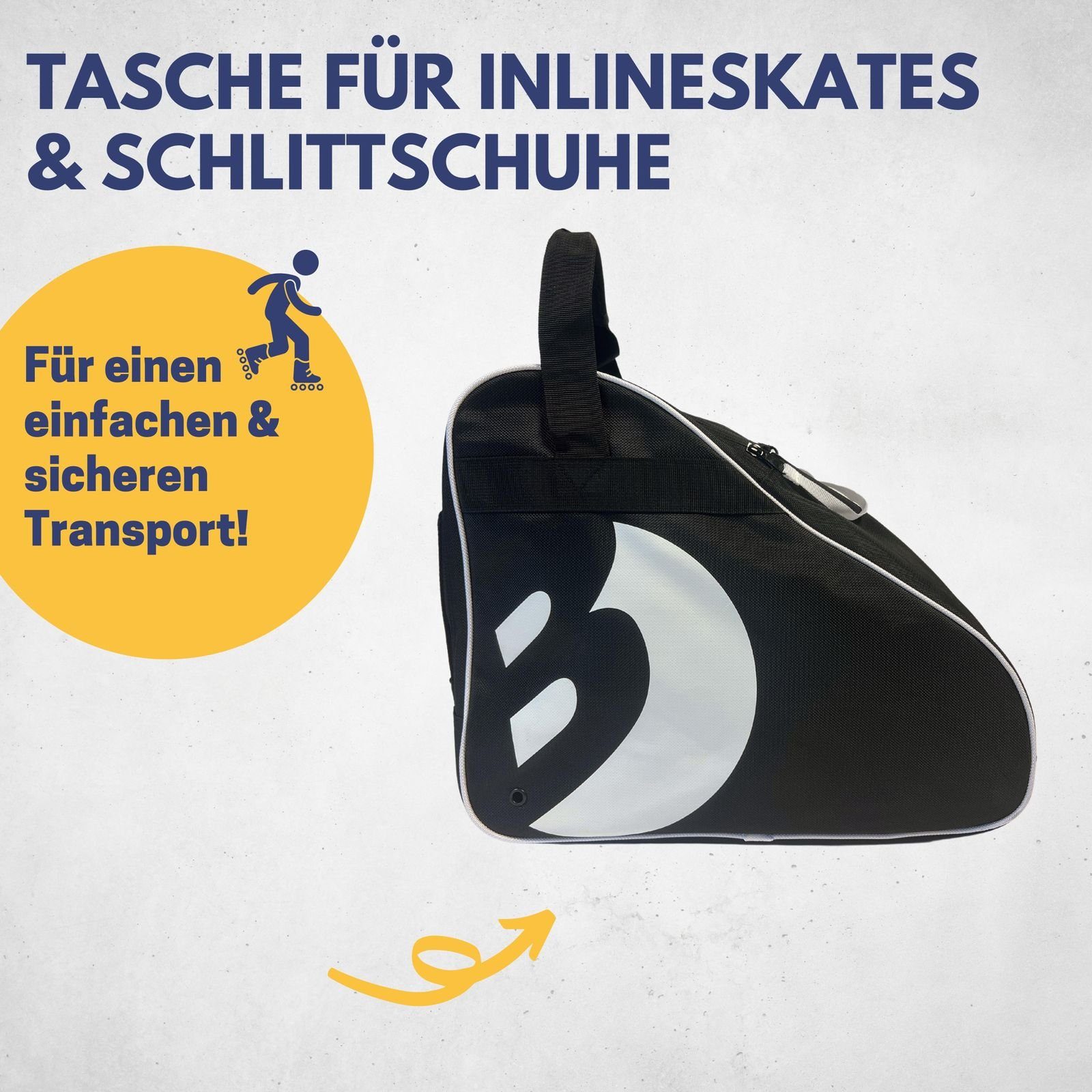 Best Sporting große Tasche Trageriemen Schlittschuhe und Sporttasche für Inlineskates Rollschuhtasche Tasche I schwarz mit I Inliner-Tasche Schlittschuhe, I verstellbarem Schlittschuhtasche