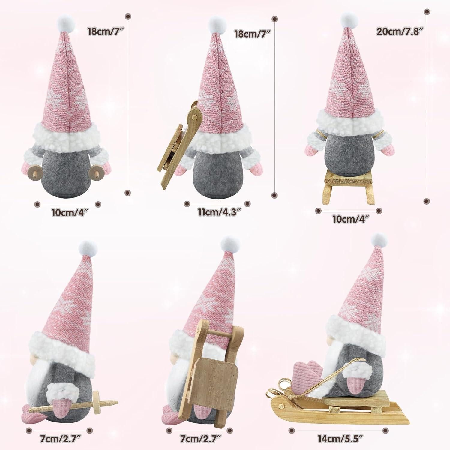 LuxusKollektion Weihnachtsfigur Weihnachtswichtel Figuren 3er Set Weihnachtsdeko Zubehör Rosa