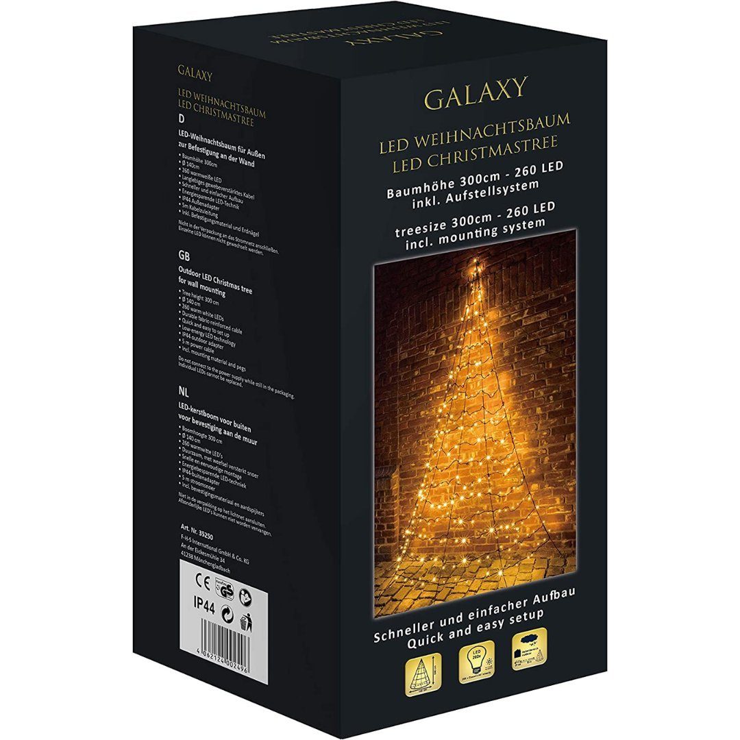 Künstlicher cm 300 Wandtannenbaum Höhe, FHS schwarz Weihnachtsbaum Galaxy