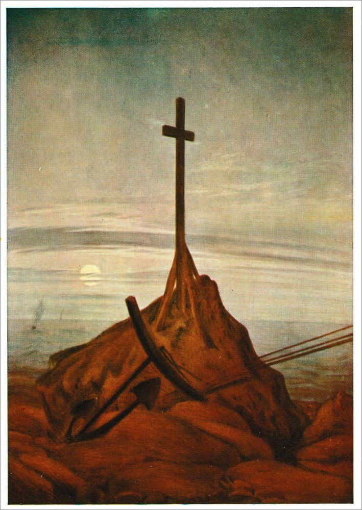 Postkarte Kunstkarte Caspar David Friedrich "Das Meer" Kreuz am