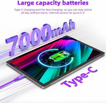 JUMPER Octa-Core-Prozessor 1920 x 1200 IPS FHD 7000 mAh, 2023 Tablet (10,5", 256 GB, Android 12, 4G LTE/5G WiFi, Leistungsstarke Konnektivität und Speichererweiterung)