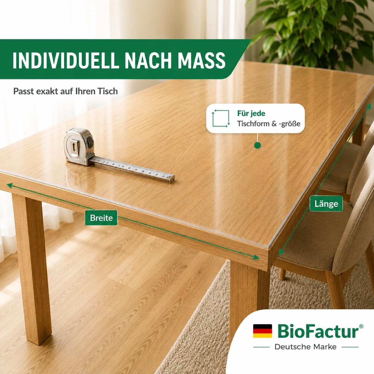 Biofactur Tischdecke Tischfolie Transparent Glasklar 2 mm, 45° V-Kante, Schutzfolie (Packung), Kratzfest, geruchlos, abwaschbar, lebensmittelecht, REACH-konform – Bild 5 von 5