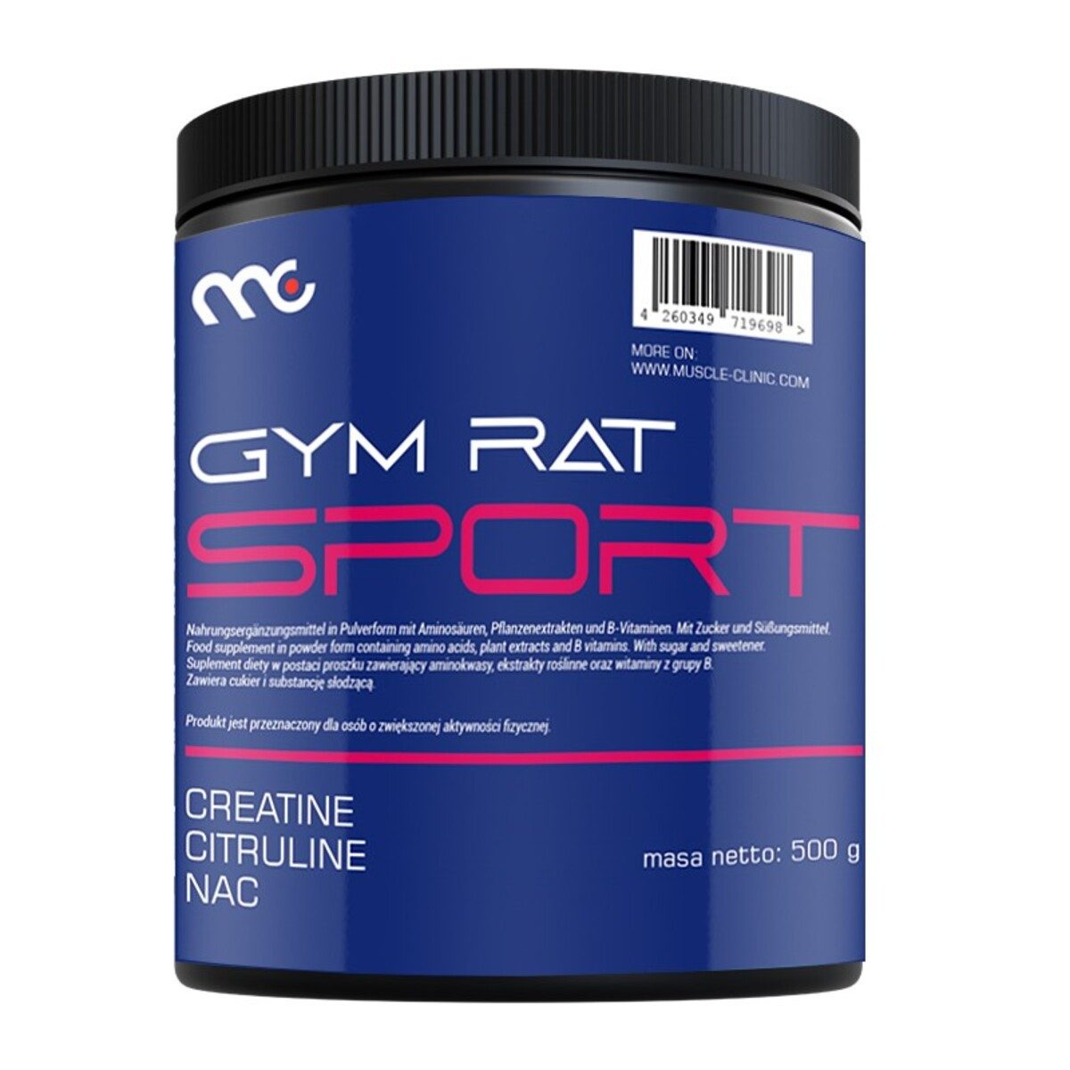 Muscle Clinic MUSCLE CLINIC® GYMRAT SPORT Pre Workout 500g Pulver